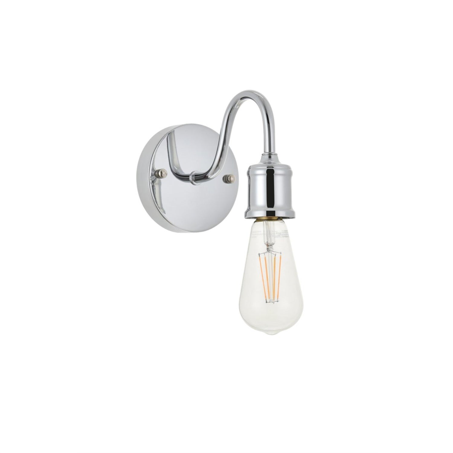 Living District Chrome Mid-Century 1-Light Metal Wall Sconce