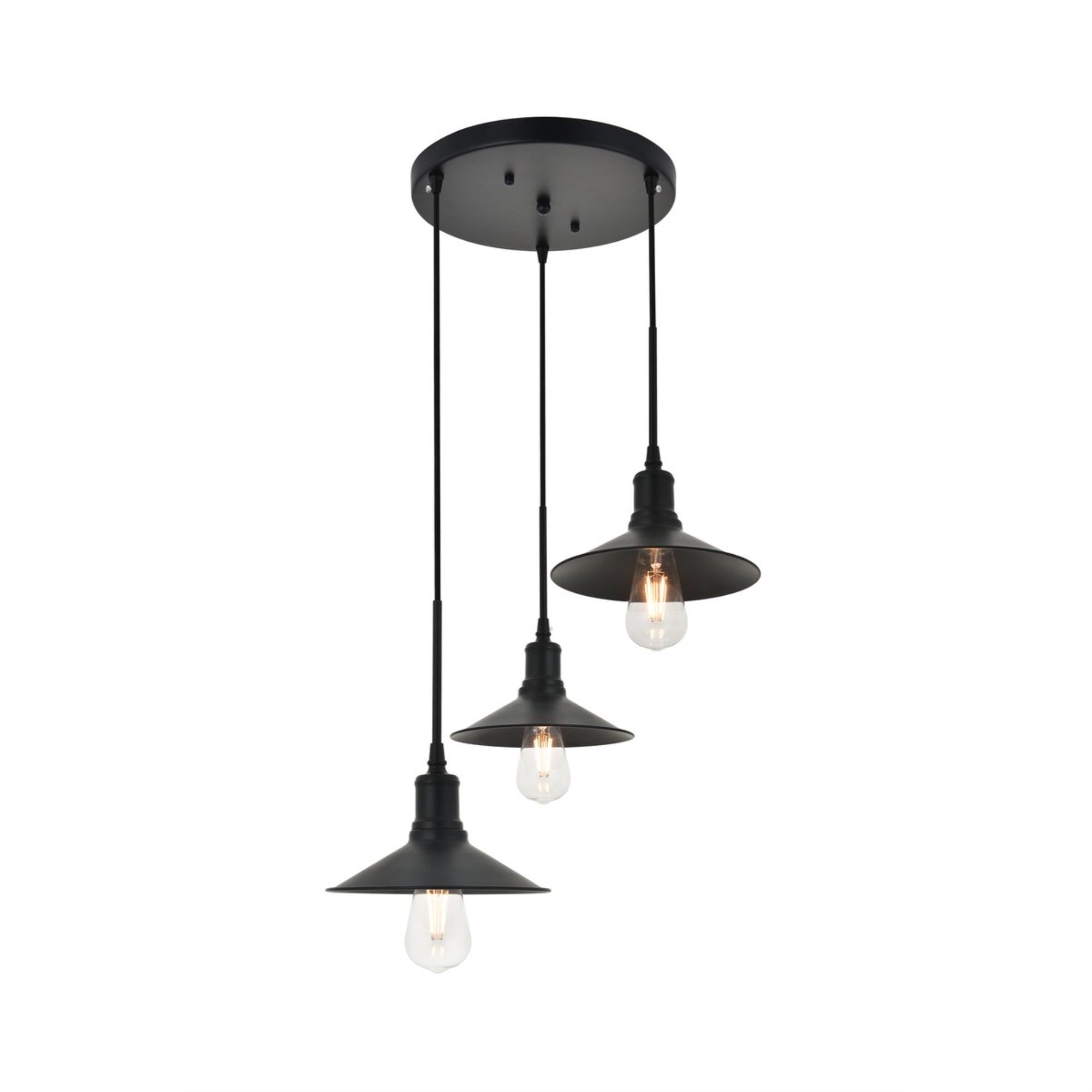 Living District Etude 3-Light Black Metal Pendant Light Fixture