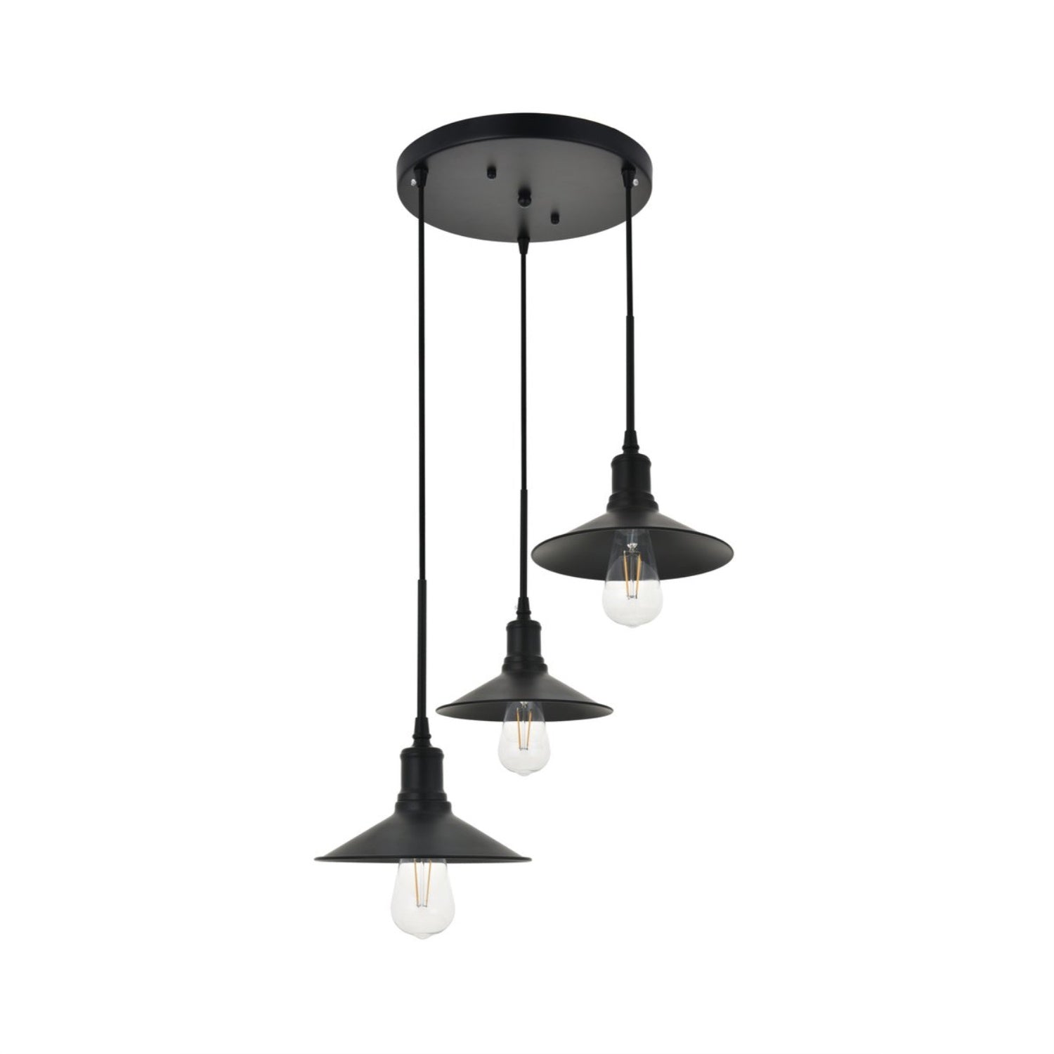 Living District Etude 3-Light Black Metal Pendant Light Fixture
