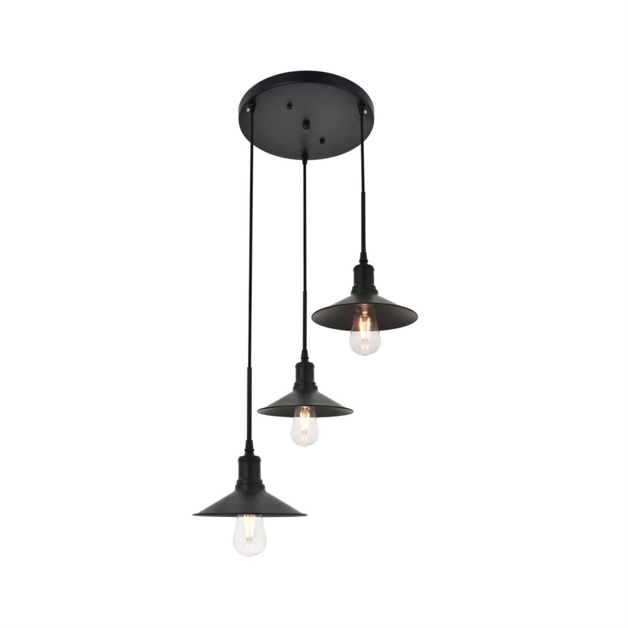 Living District Etude 3-Light Black Metal Pendant Light Fixture