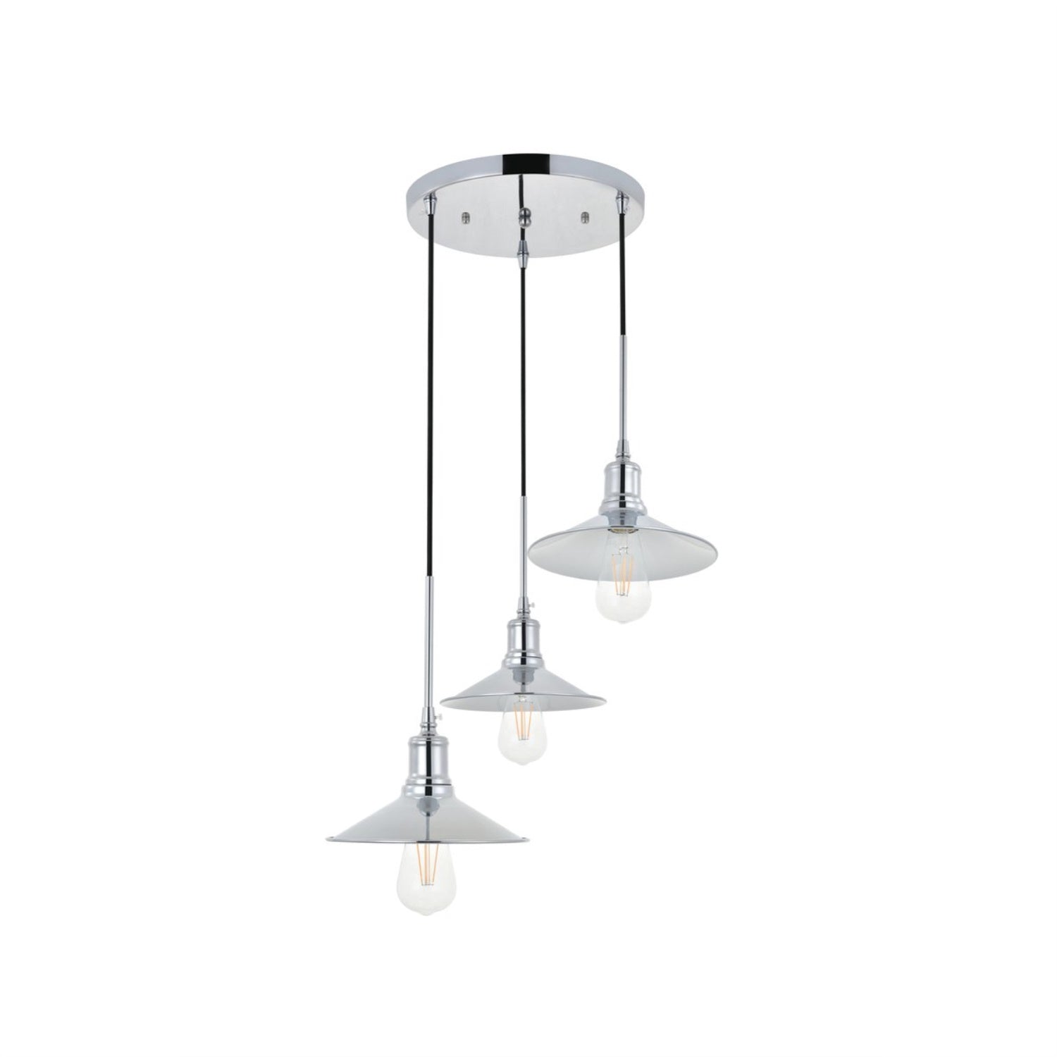 Living District Chrome Pendant Light, 3 Light Modern Ceiling Fixture, Metal, Model LD4033D20C