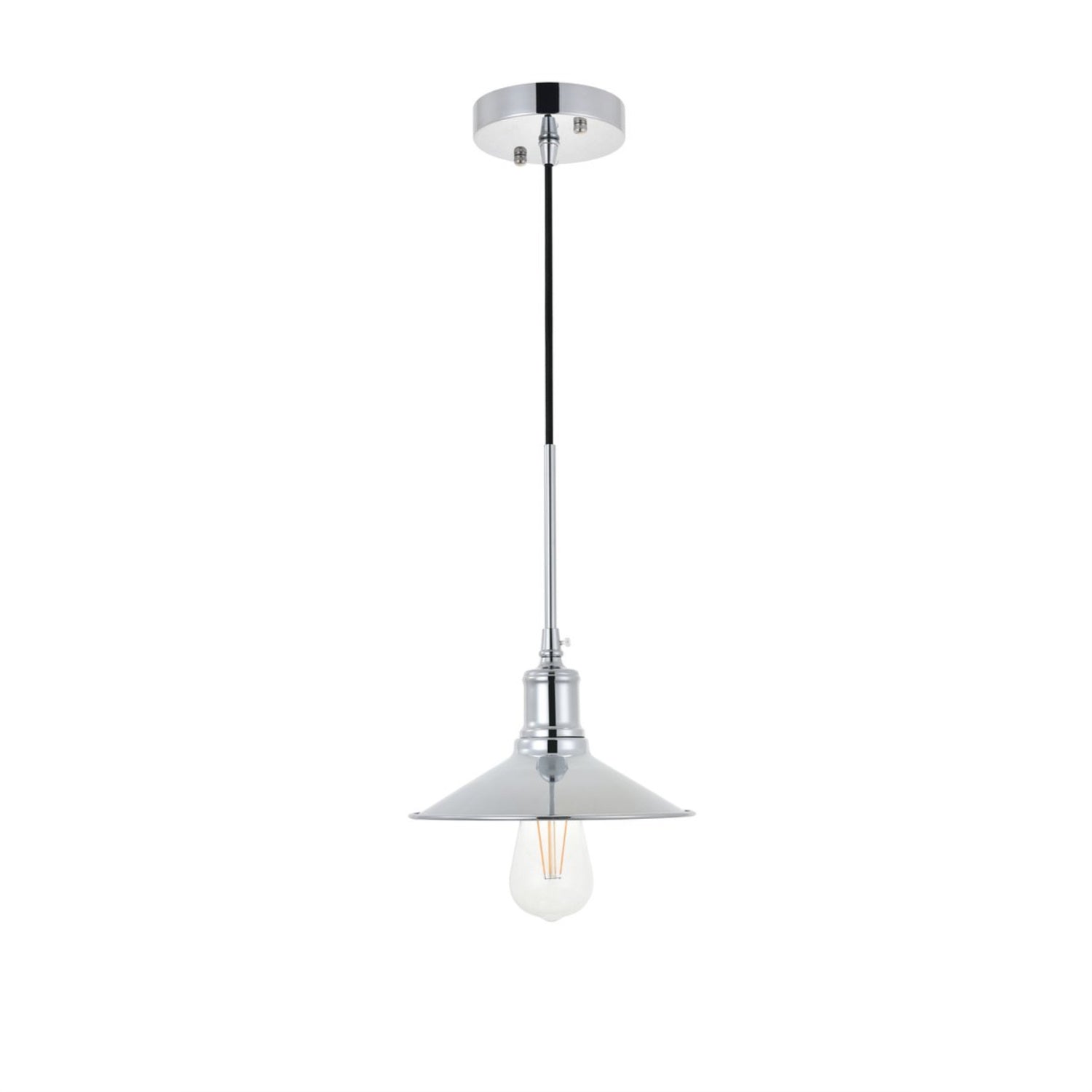 Living District Chrome Pendant Light - Modern Indoor Decorative Ceiling Fixture, 1 Light