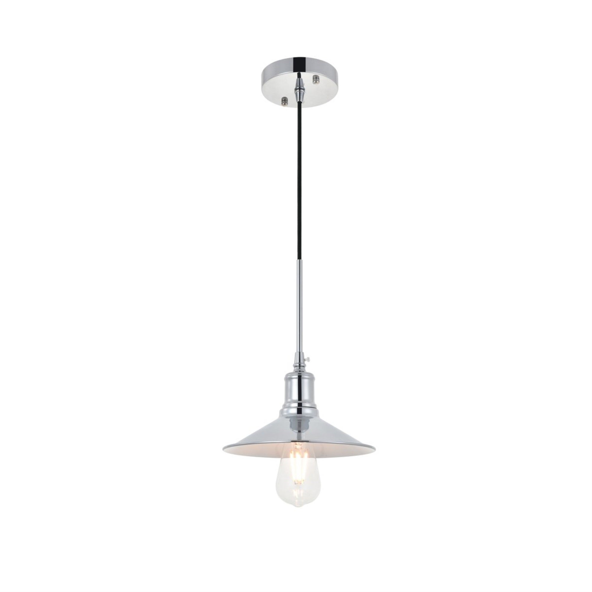 Living District Chrome Pendant Light - Modern Indoor Decorative Ceiling Fixture, 1 Light
