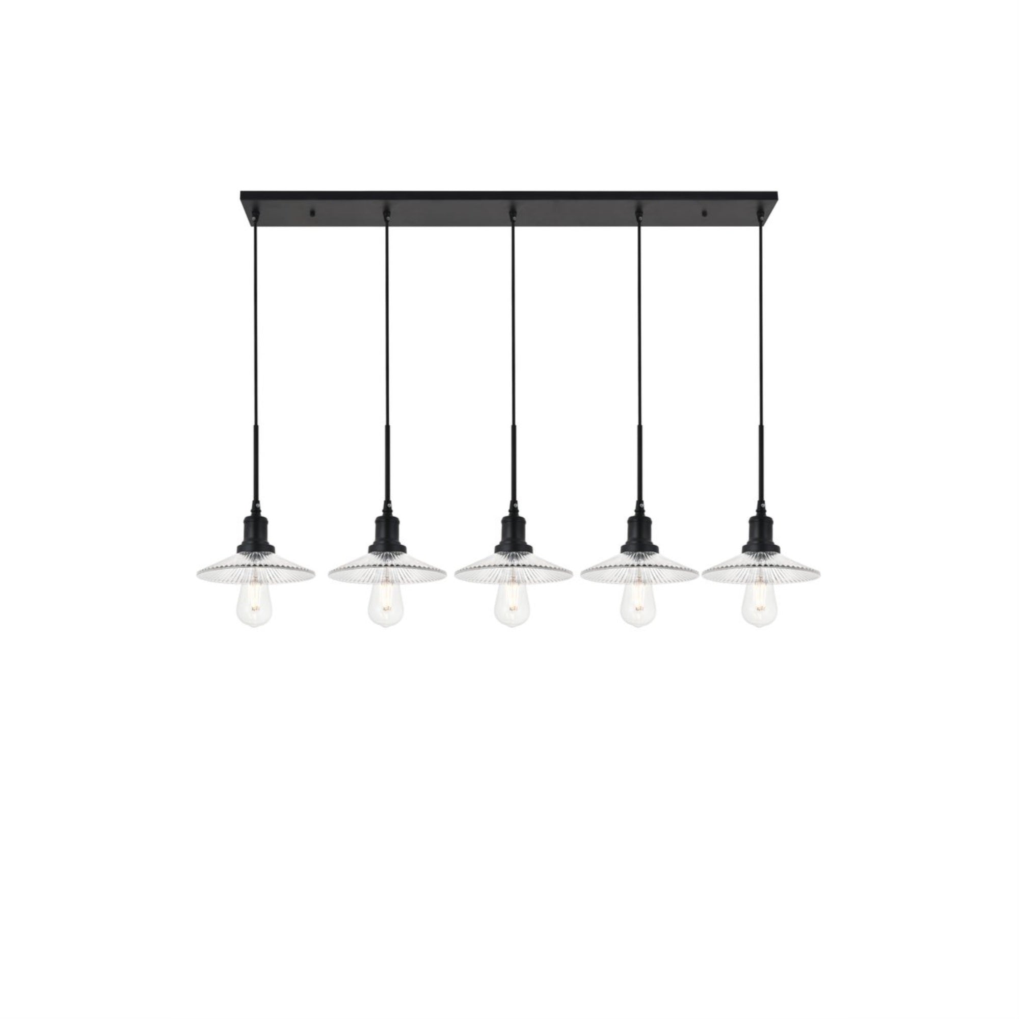 Elegant Lighting Modern Black 5-Light Ceiling Pendant, Indoor Decorative Fixture, 49&quot;L X 9&quot;W