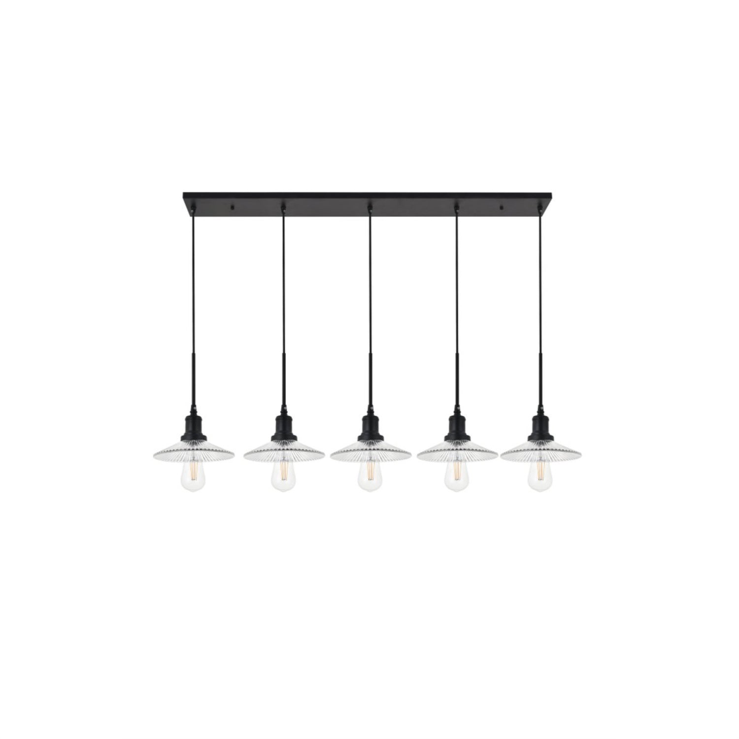 Elegant Lighting Modern Black 5-Light Ceiling Pendant, Indoor Decorative Fixture, 49&quot;L X 9&quot;W