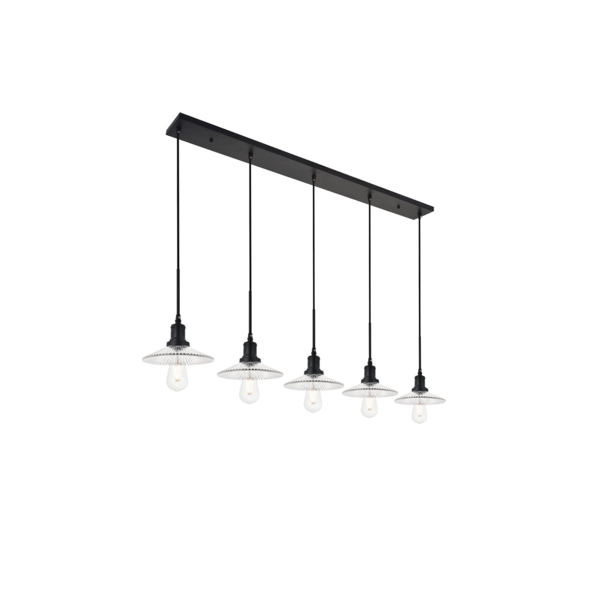 Elegant Lighting Modern Black 5-Light Ceiling Pendant, Indoor Decorative Fixture, 49&quot;L X 9&quot;W
