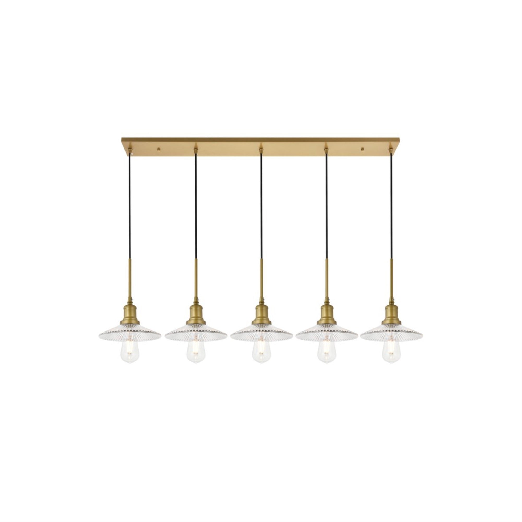 Elegant Lighting Brass 5-Light Pendant - Modern Indoor Ceiling Fixture, Clear Glass Accents