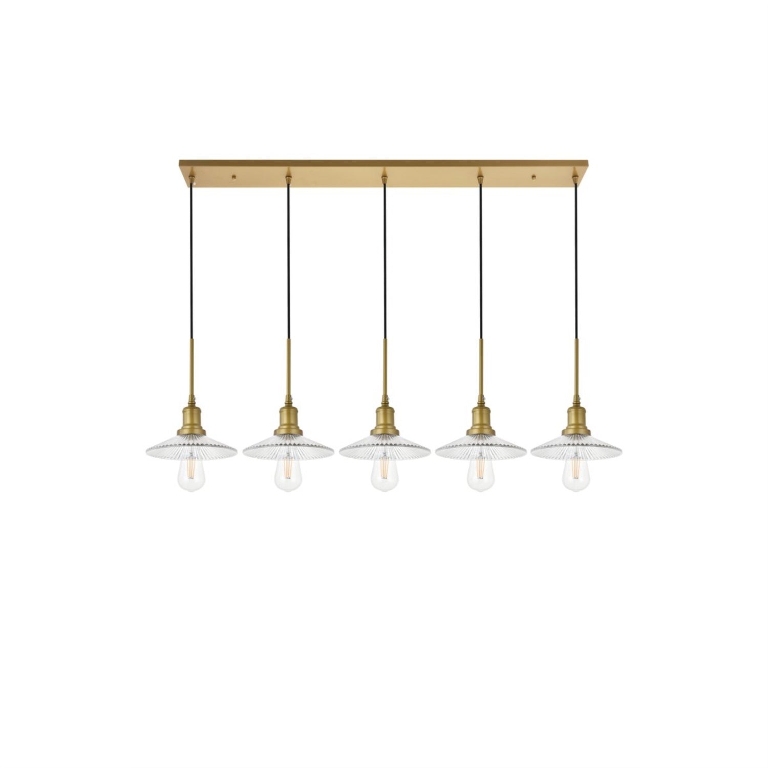 Elegant Lighting Brass 5-Light Pendant - Modern Indoor Ceiling Fixture, Clear Glass Accents