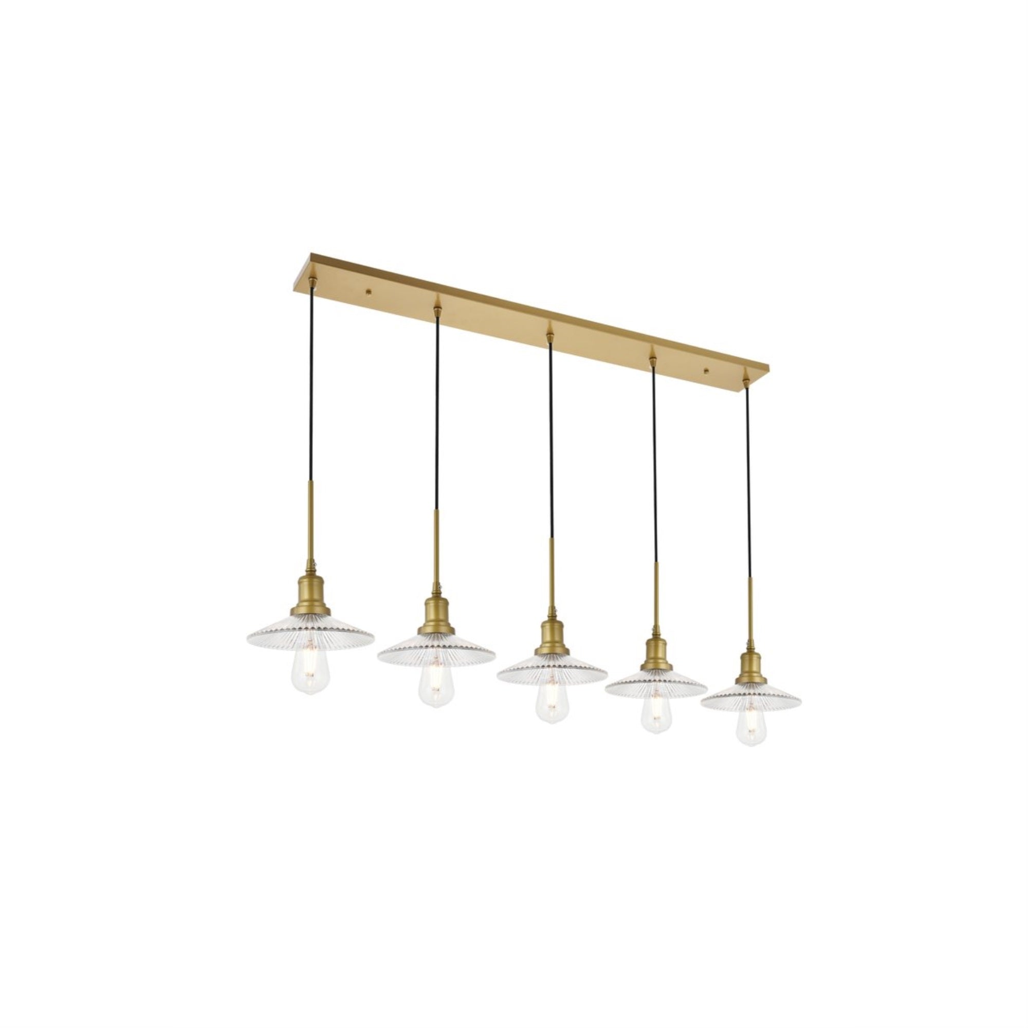 Elegant Lighting Brass 5-Light Pendant - Modern Indoor Ceiling Fixture, Clear Glass Accents