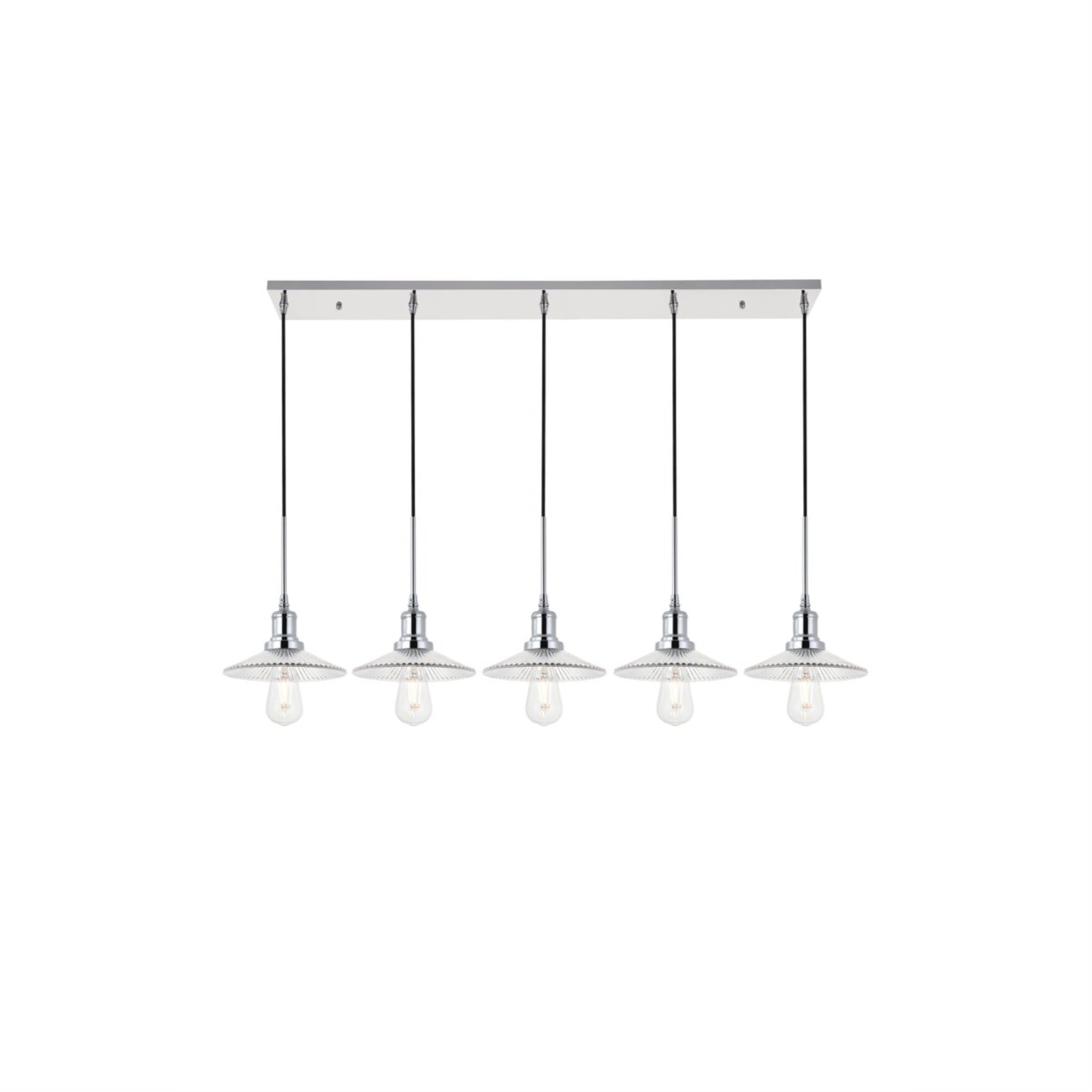 Living District Chrome 5-Light Pendant Ceiling Fixture - Modern Decorative Lighting