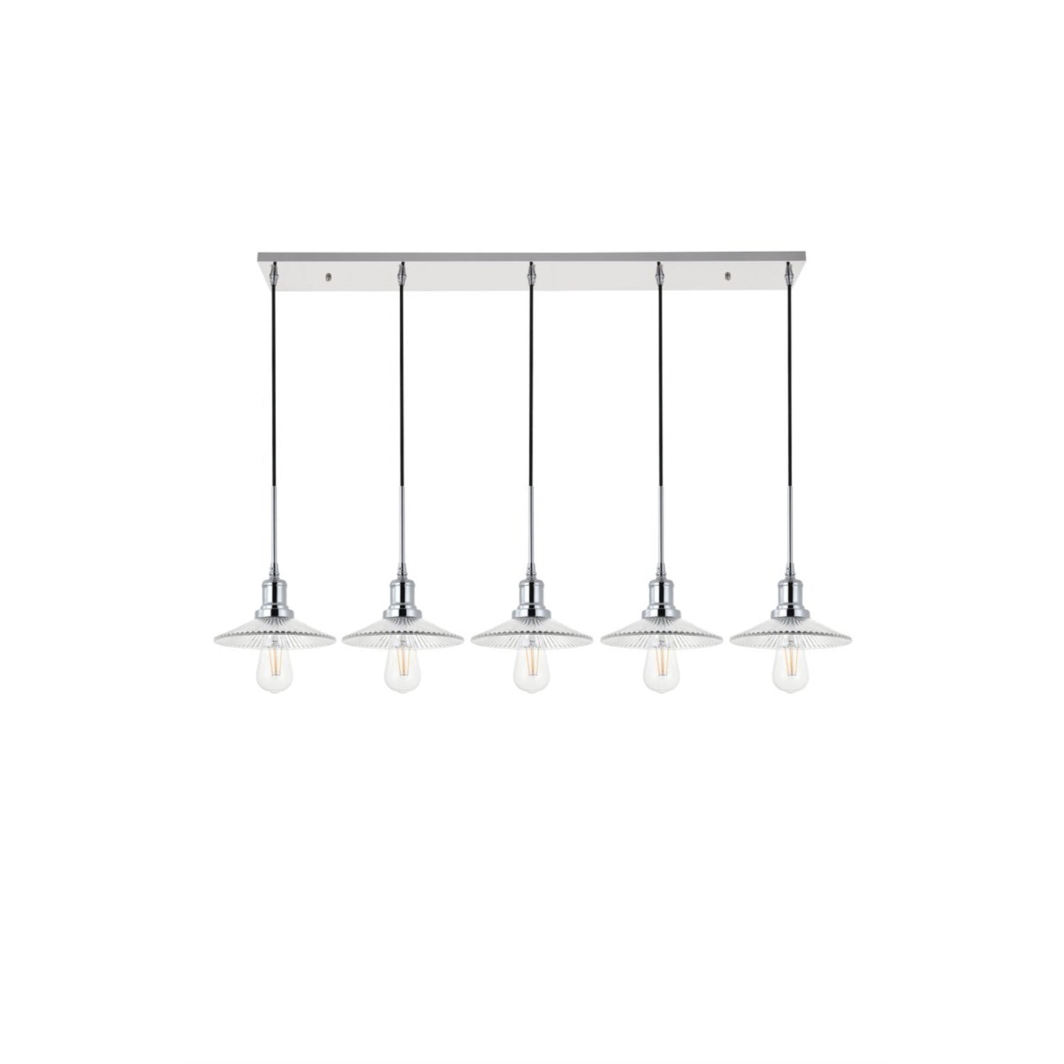 Living District Chrome 5-Light Pendant Ceiling Fixture - Modern Decorative Lighting