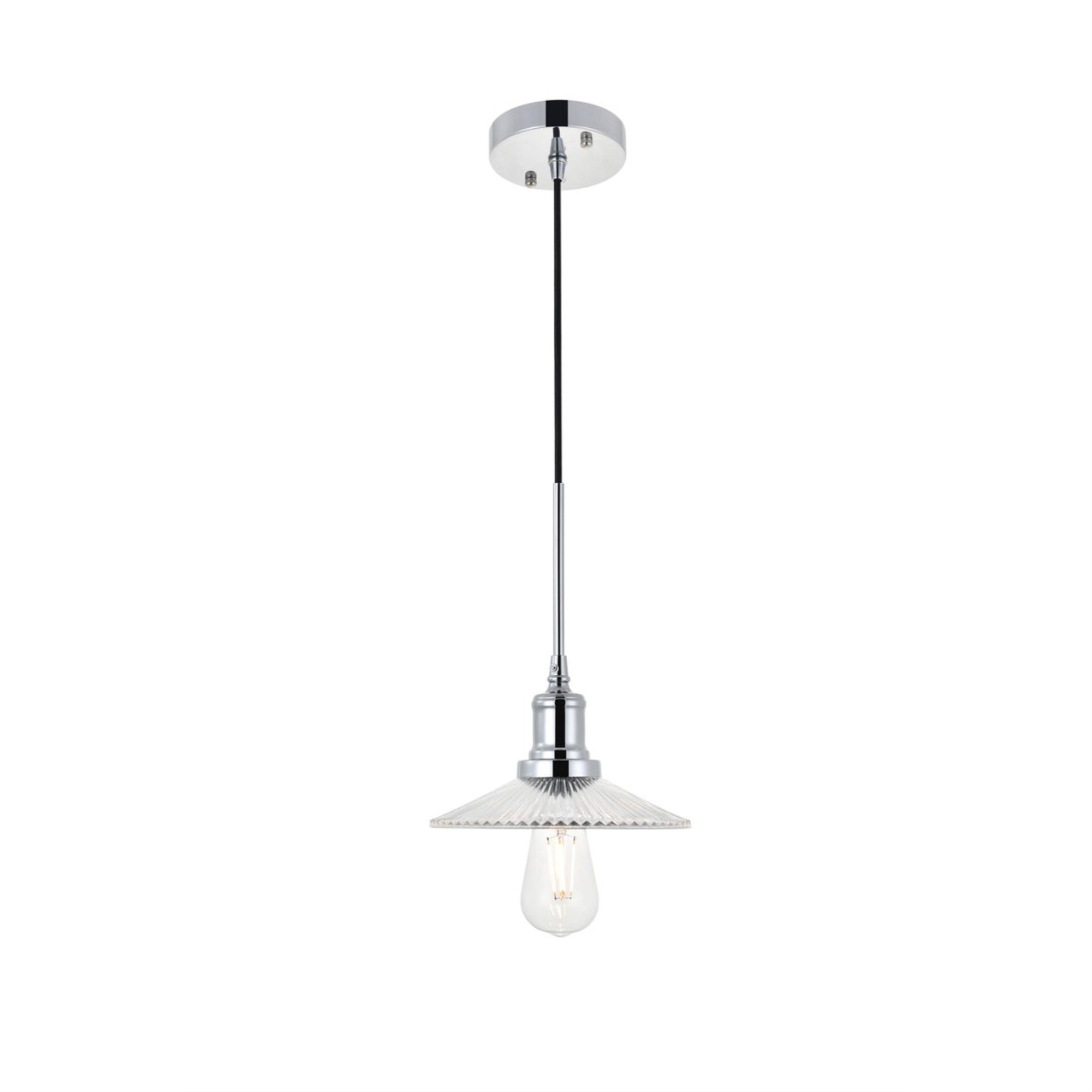 Living District Chrome Pendant Light - Modern Decorative Ceiling Fixture, 1 Light
