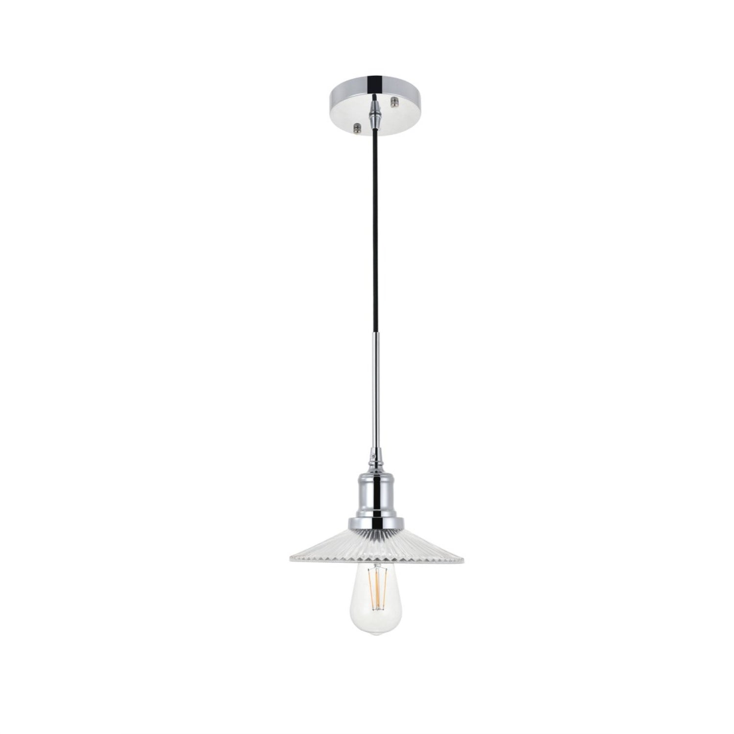 Living District Chrome Pendant Light - Modern Decorative Ceiling Fixture, 1 Light