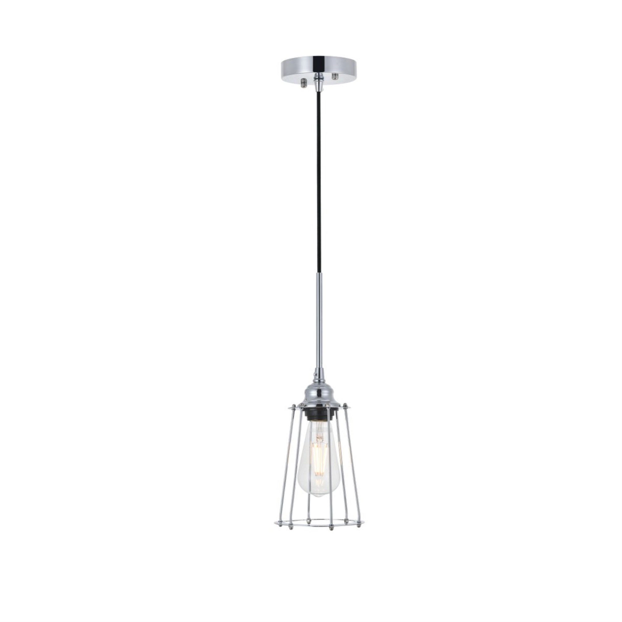 Living District Chrome Pendant Light - Modern Indoor Ceiling Fixture, 1 Light, 5.3&quot;W X 9.2&quot;H