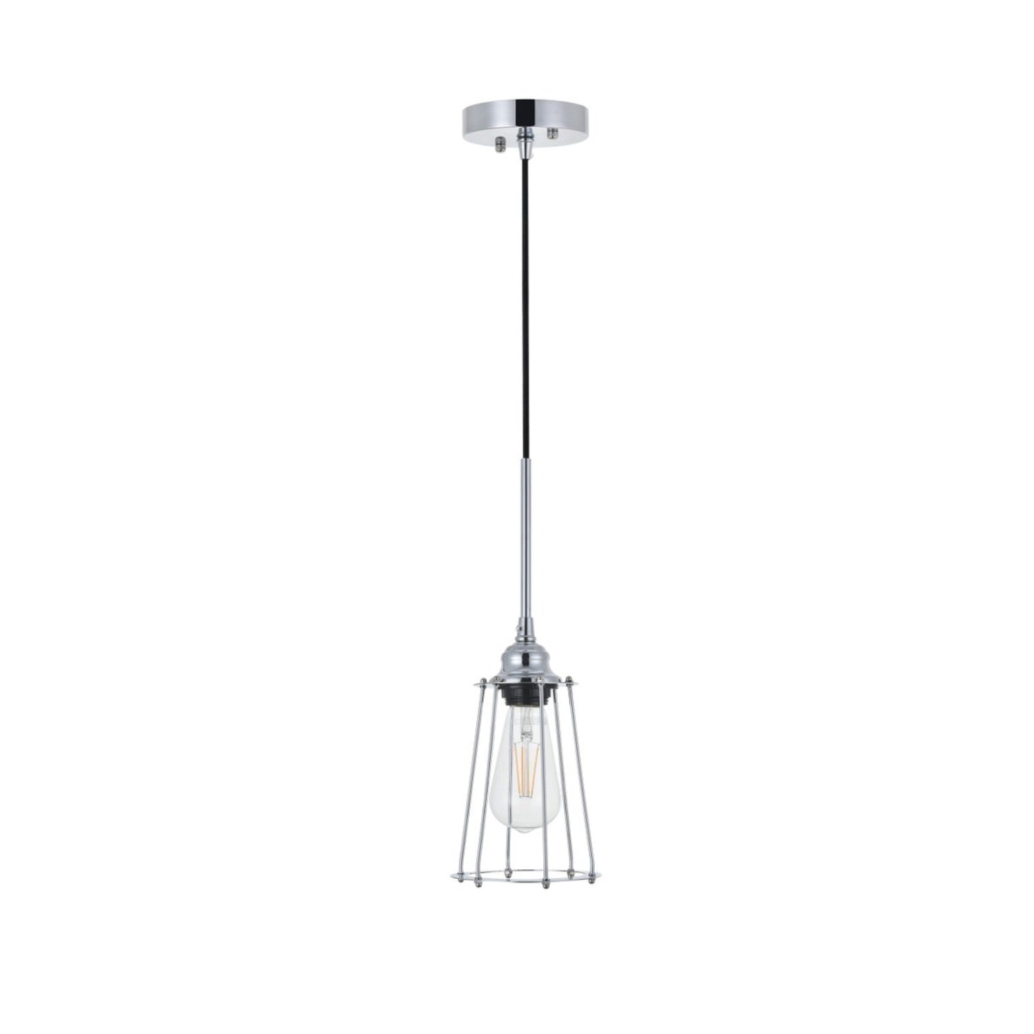 Living District Chrome Pendant Light - Modern Indoor Ceiling Fixture, 1 Light, 5.3&quot;W X 9.2&quot;H