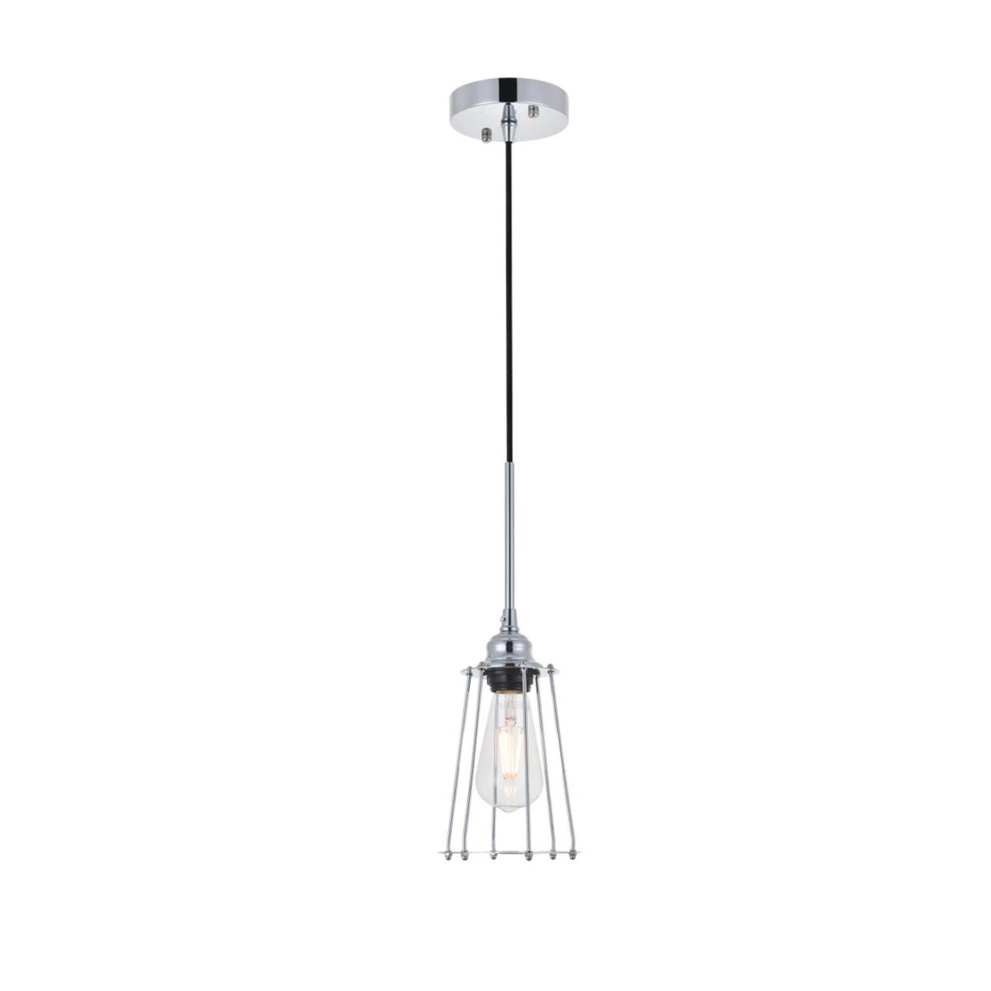 Living District Chrome Pendant Light - Modern Indoor Ceiling Fixture, 1 Light, 5.3&quot;W X 9.2&quot;H
