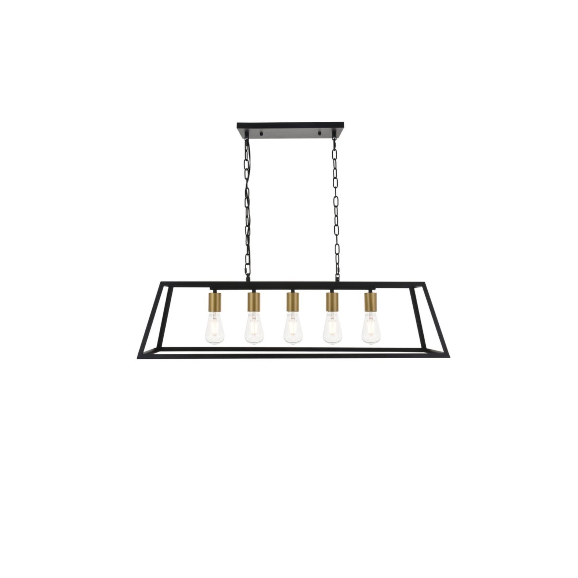 Living District 5-Light Mid-Century Pendant Light, Metal, Brass and Black, Model LD4061D38BRB