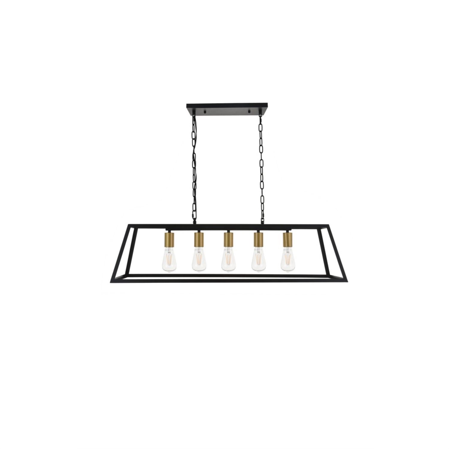 Living District 5-Light Mid-Century Pendant Light, Metal, Brass and Black, Model LD4061D38BRB