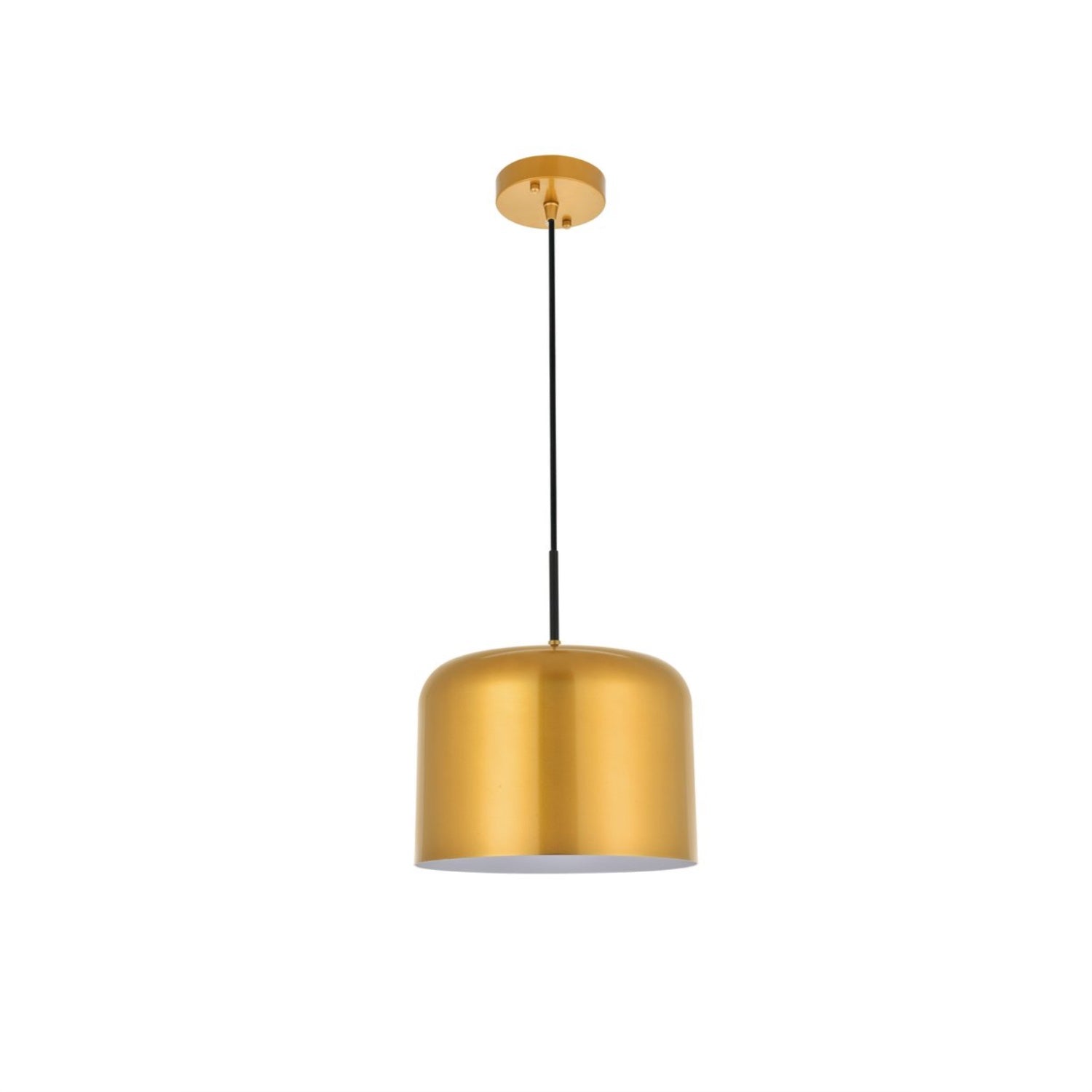 Living District Pendant Light - Modern Satin Gold Metal Ceiling Fixture - 11inW x 9.1inH - Model LD4071D11SG - Indoor Decorative Lighting