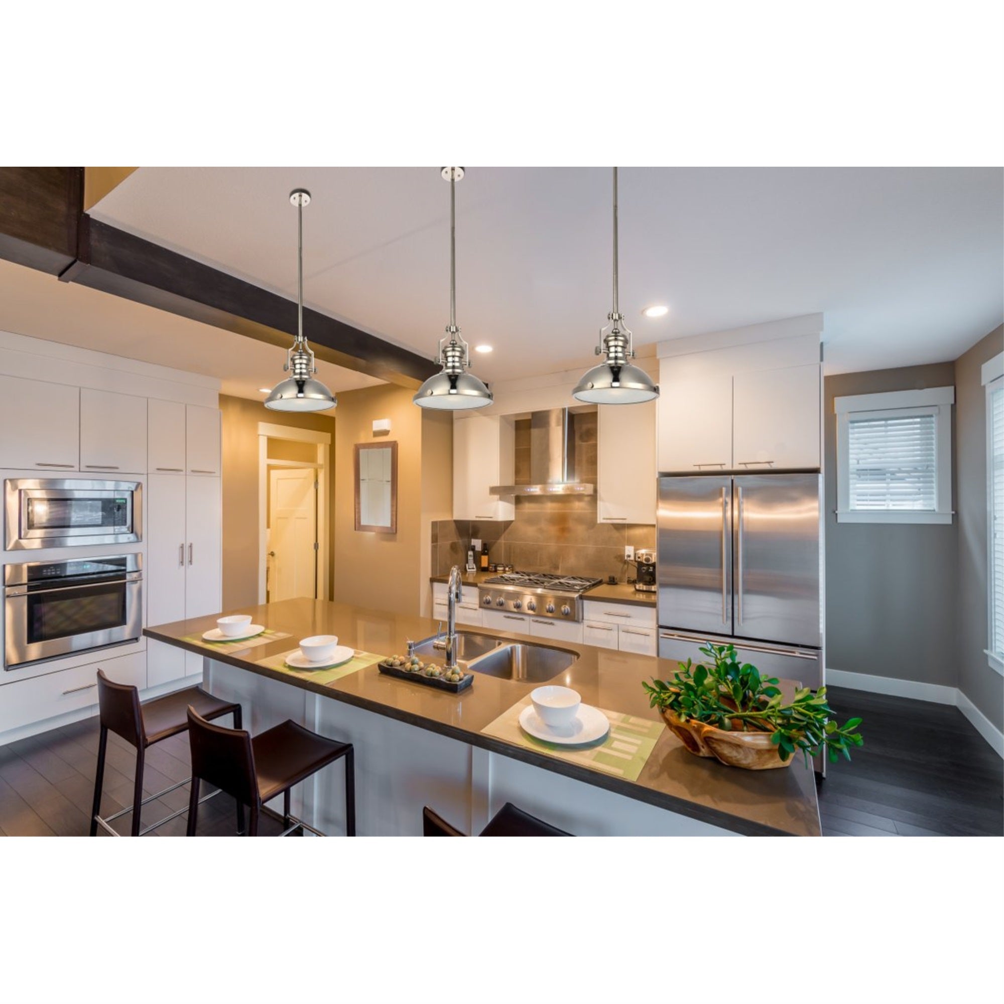 Elegant Lighting Eamon Pendant Light, 13in Wide, Aluminum, Polished Nickel, Model LD5001D13PN