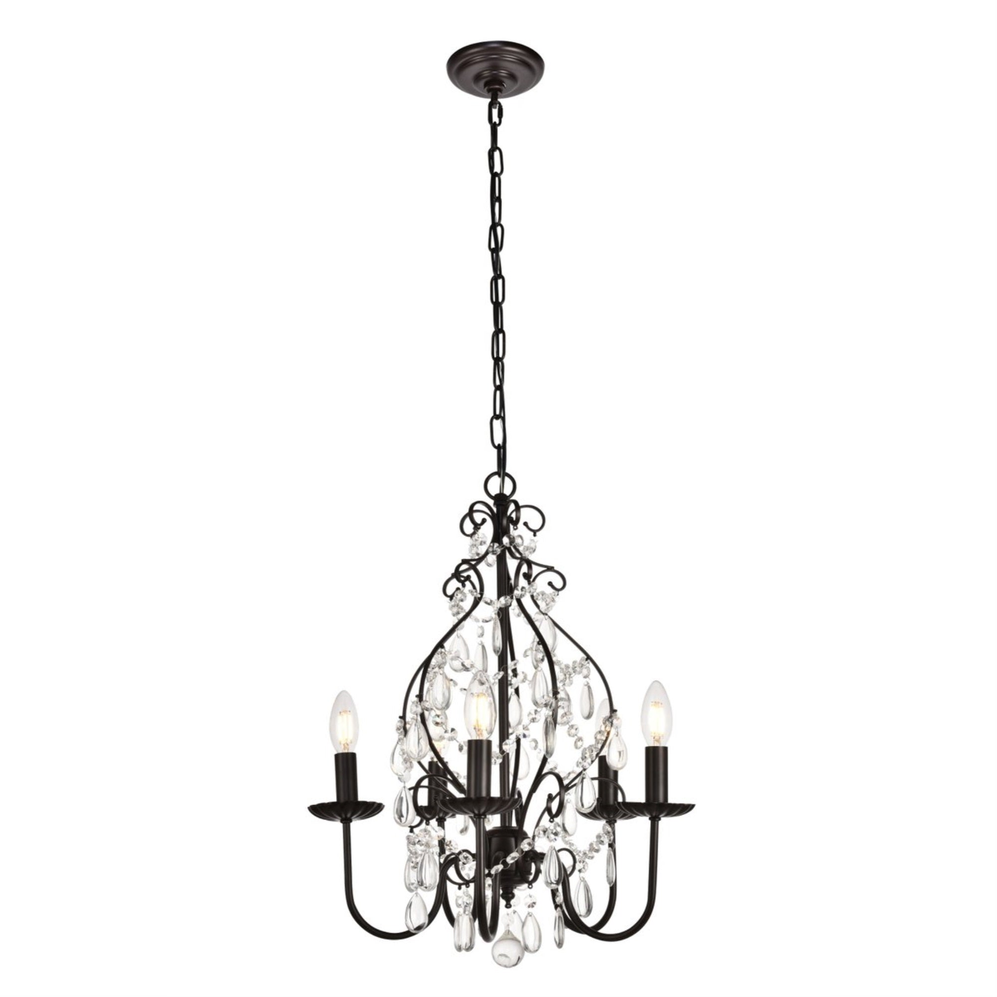 Elegant Lighting Living District Blaise 5-Light Transitional Metal Pendant In Oil Rubbed Bronze