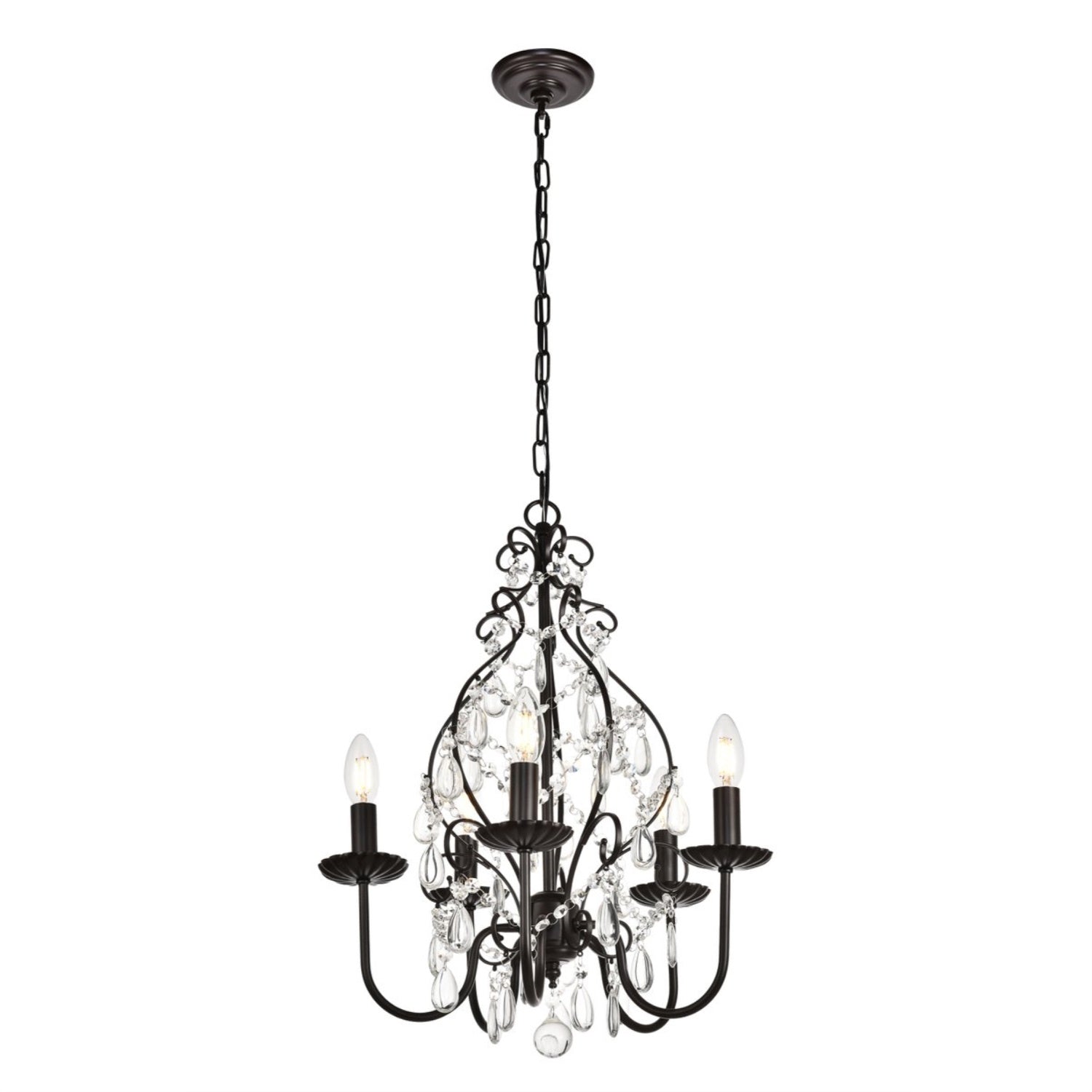 Elegant Lighting Living District Blaise 5-Light Transitional Metal Pendant In Oil Rubbed Bronze