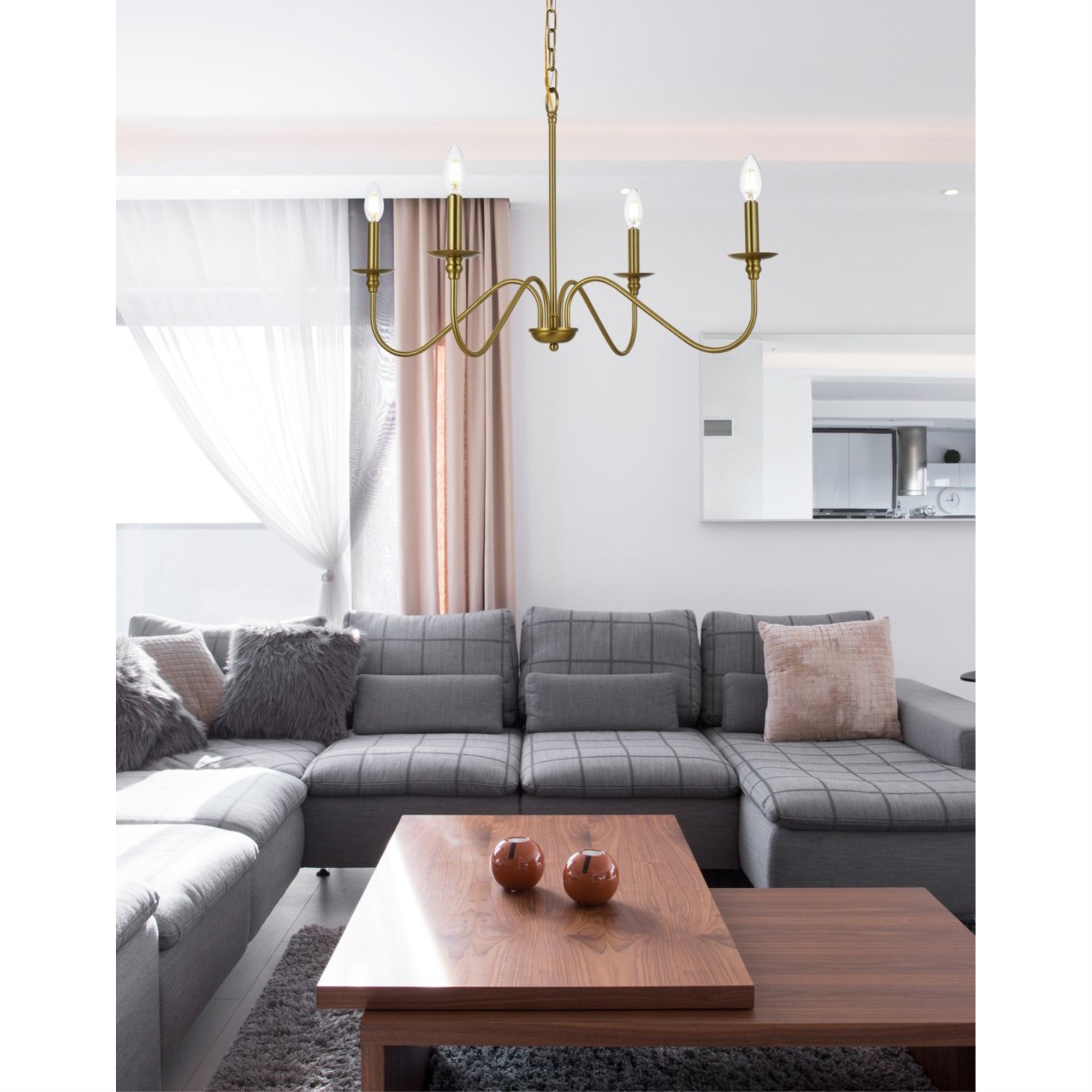 Rohan 30 inch chandelier in Satin Gold