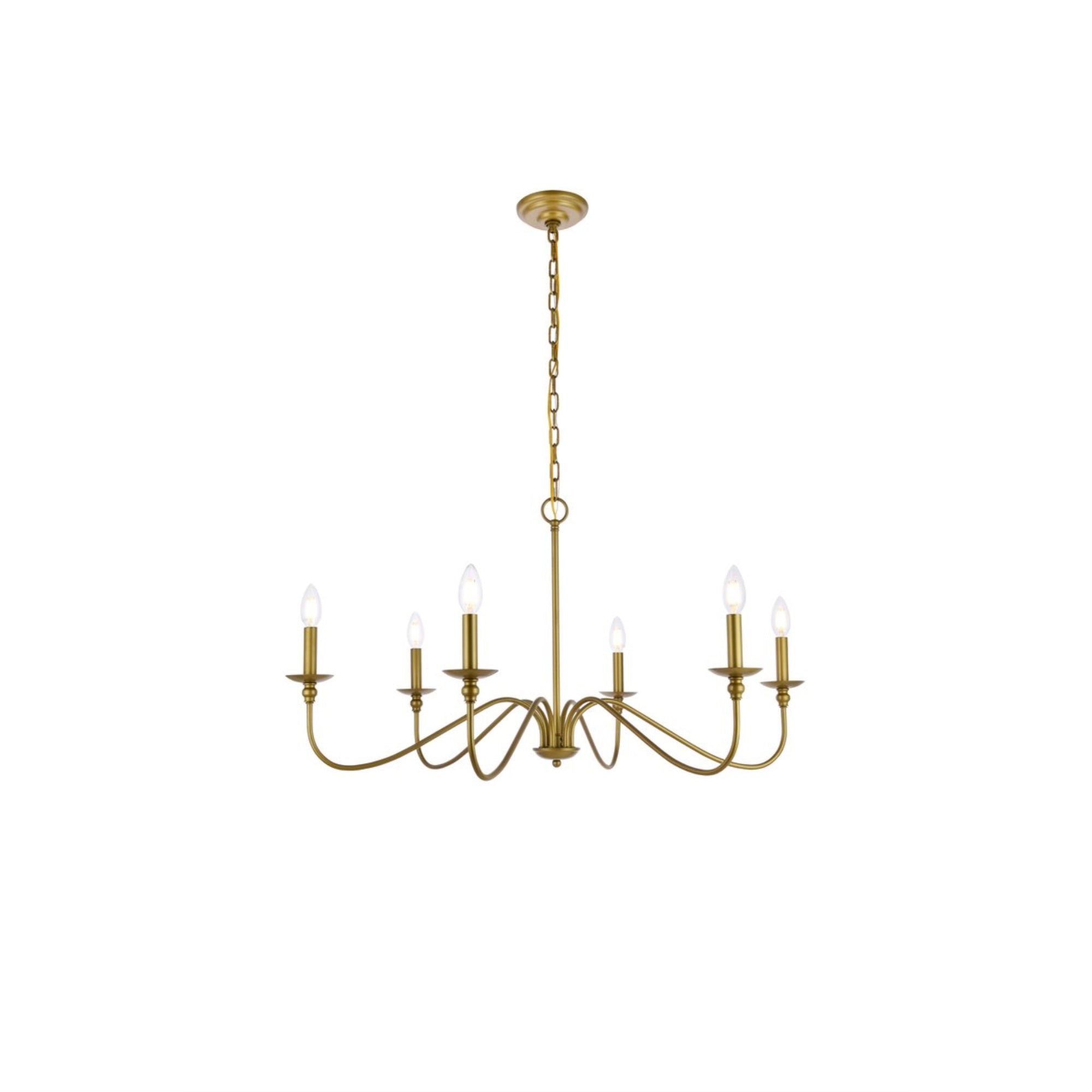 Rohan 6 Lights Brass Chandelier