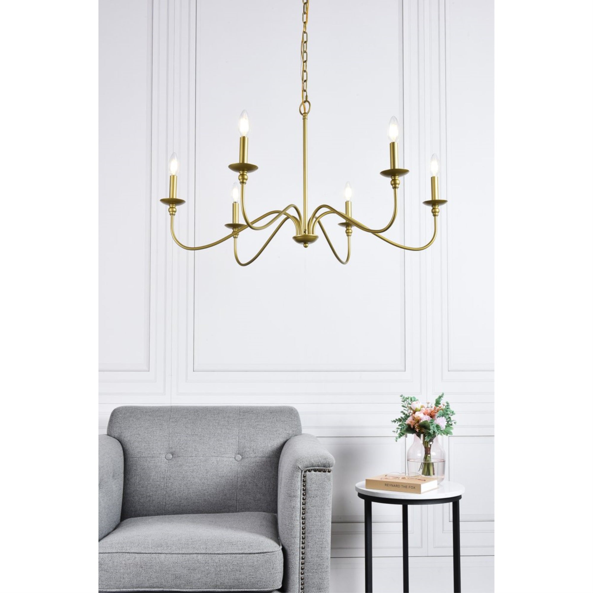 Rohan 6 Lights Brass Chandelier