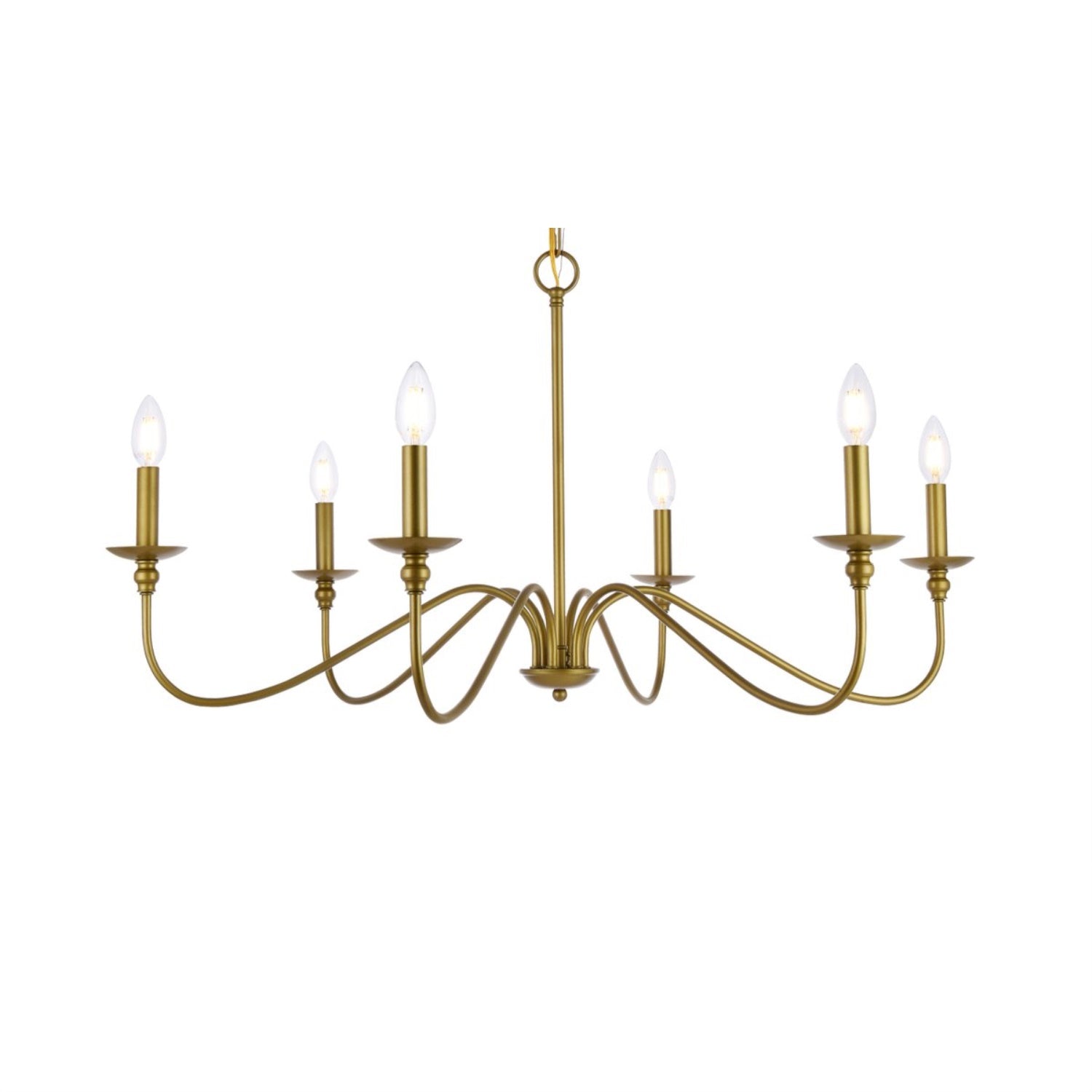 Rohan 6 Lights Brass Chandelier