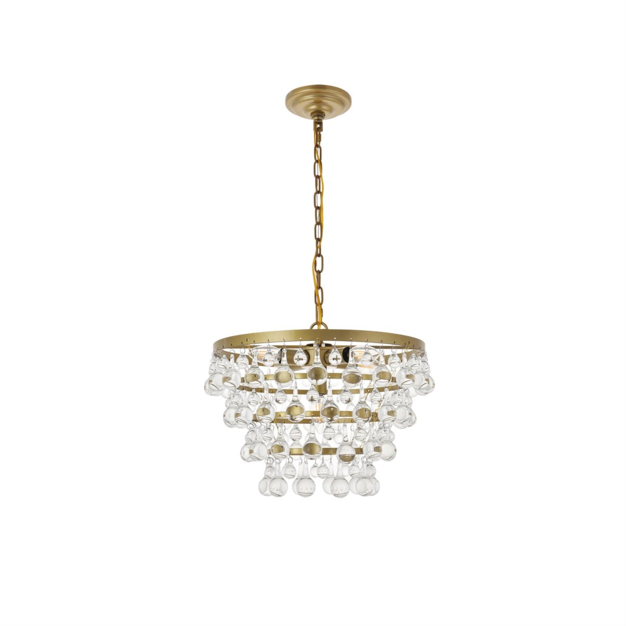 Elegant Lighting Living District Kora 5-Light Mid-Century Metal Pendant In Brass And Clear