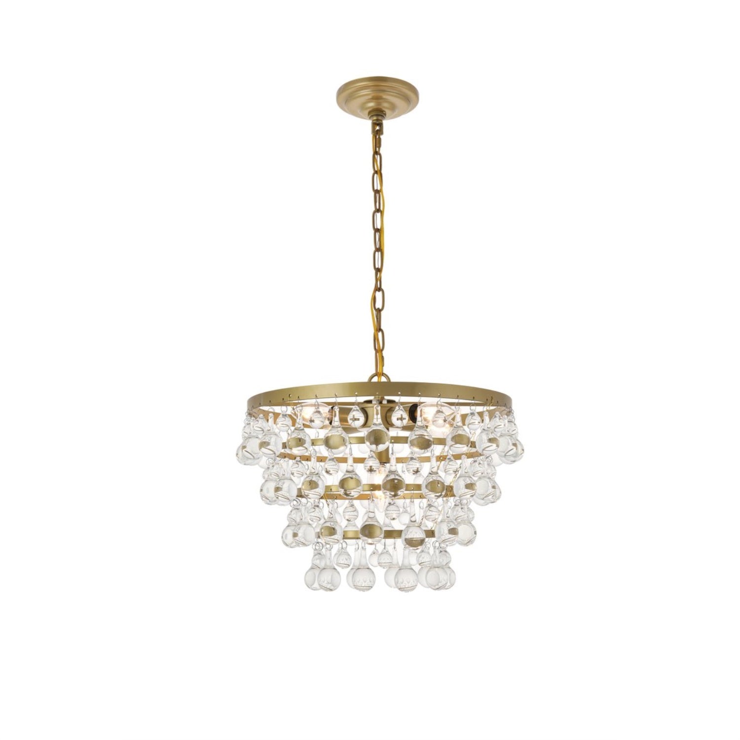 Elegant Lighting Living District Kora 5-Light Mid-Century Metal Pendant In Brass And Clear