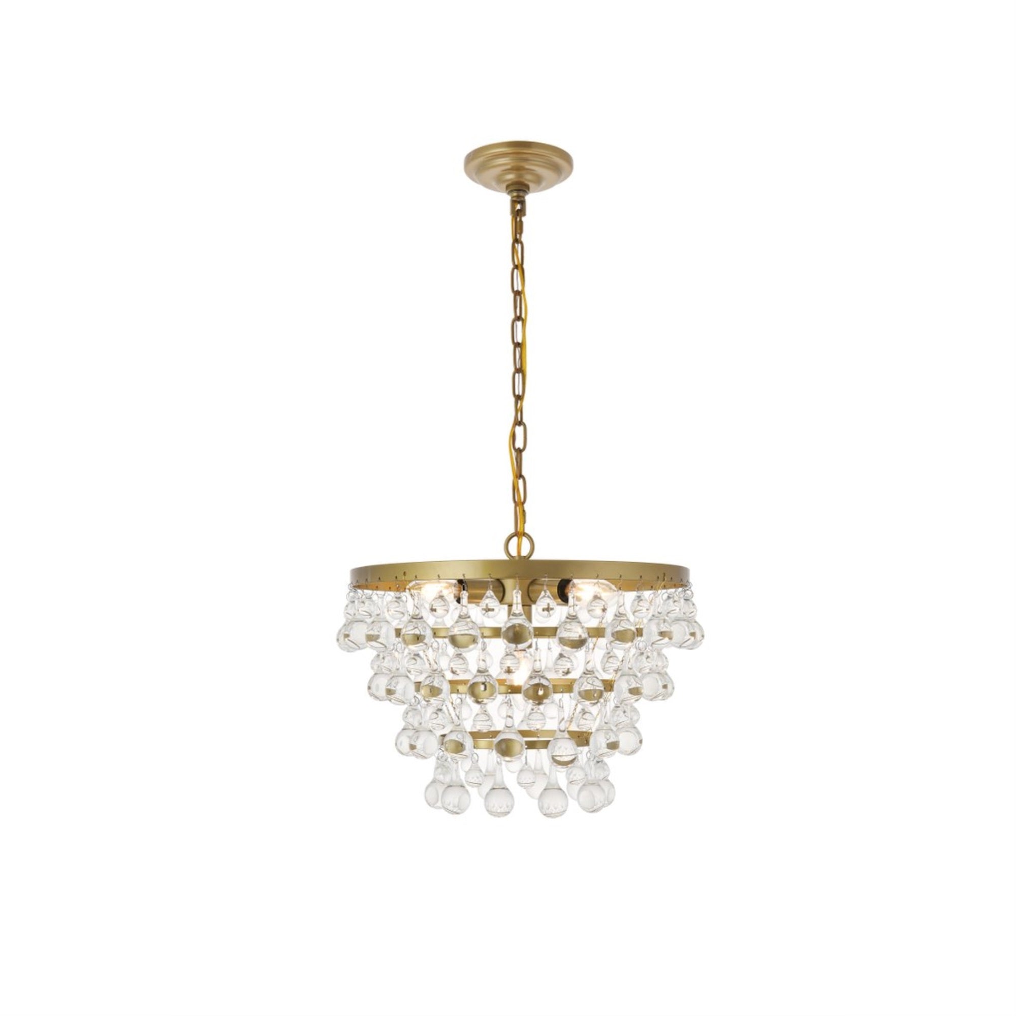 Elegant Lighting Living District Kora 5-Light Mid-Century Metal Pendant In Brass And Clear