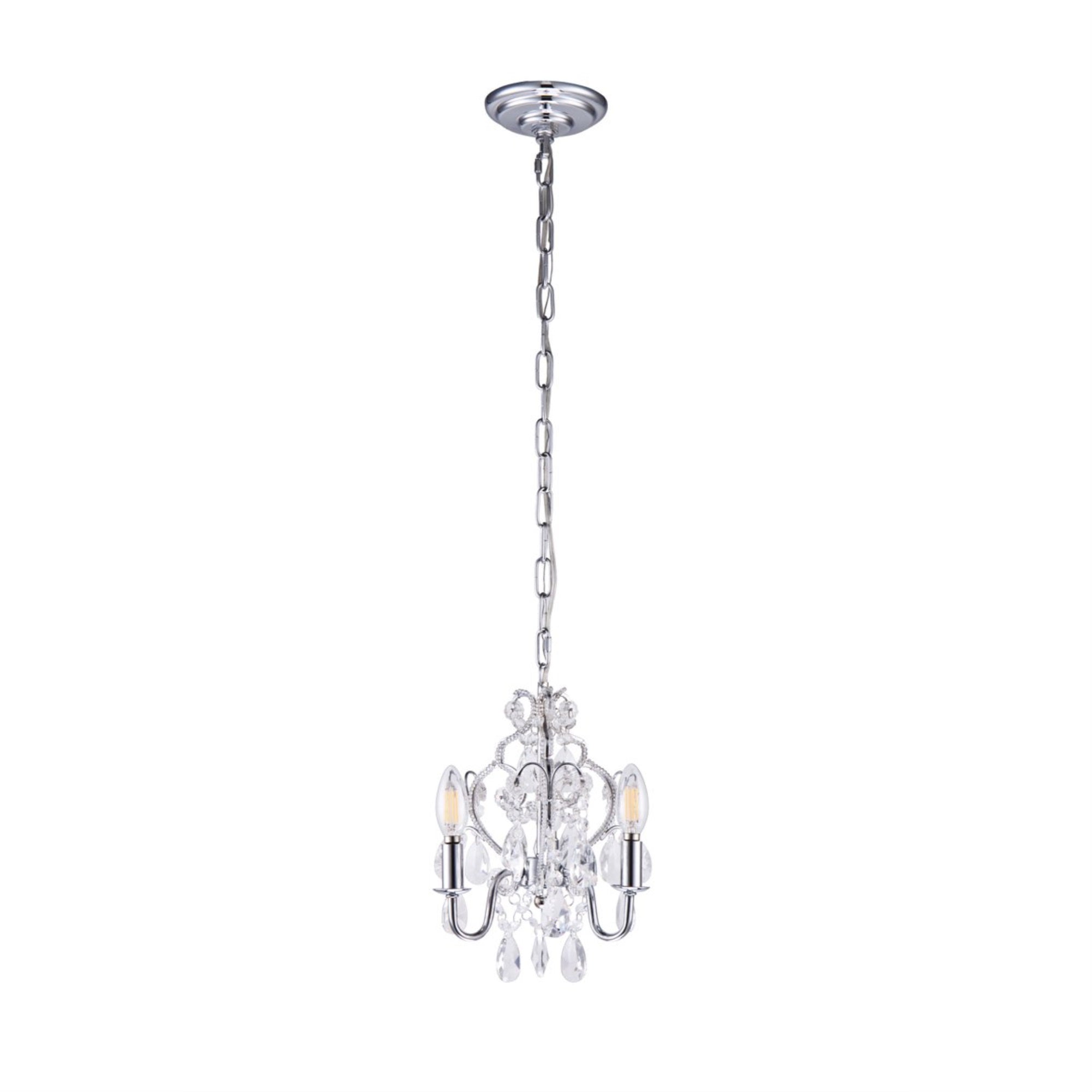 Elegant Lighting Chrome Pendant Light, Modern Ceiling Fixture, 3-Light, 9.5&quot; X 12.2&quot;