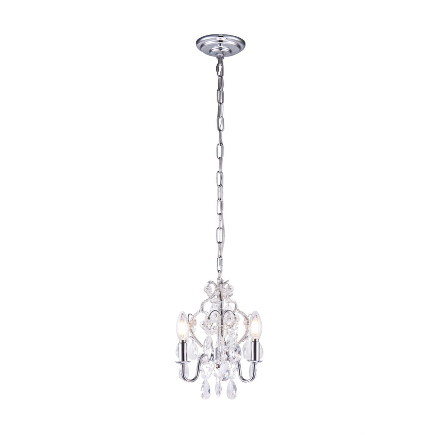 Elegant Lighting Chrome Pendant Light, Modern Ceiling Fixture, 3-Light, 9.5&quot; X 12.2&quot;