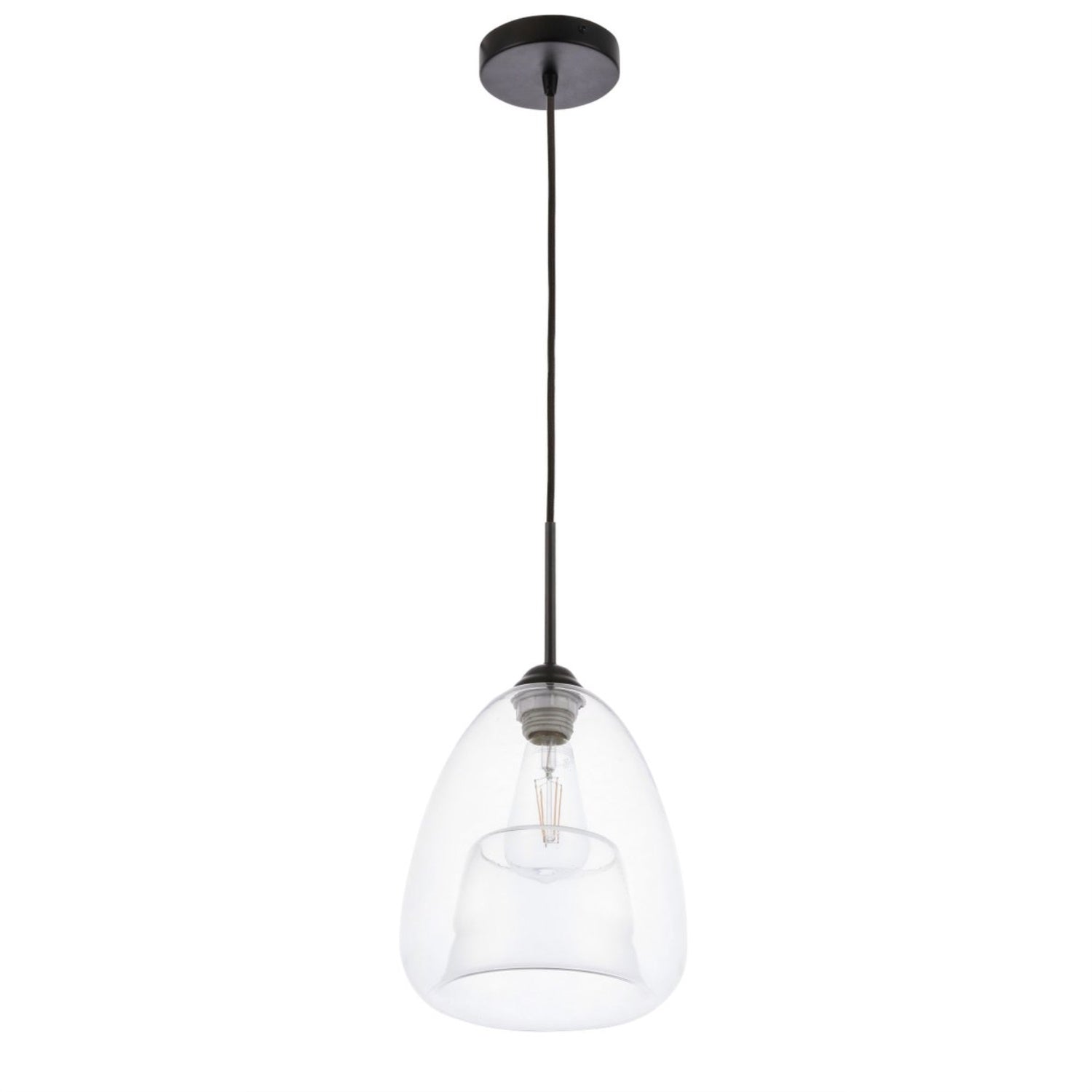 Kason 1 Light Black And Clear Glass Pendant