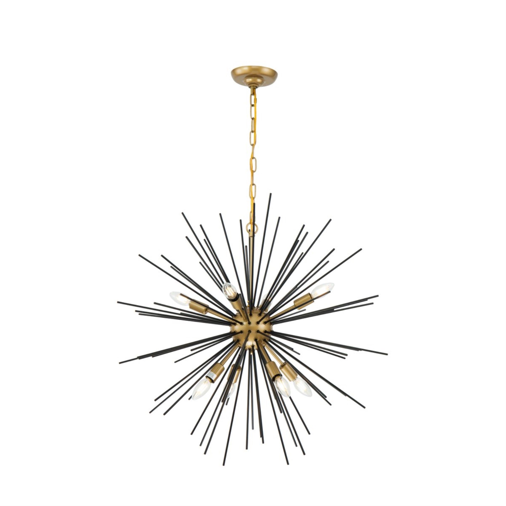 Living District 8-Light Metal Pendant Light, Brass & Black, Modern Ceiling Fixture