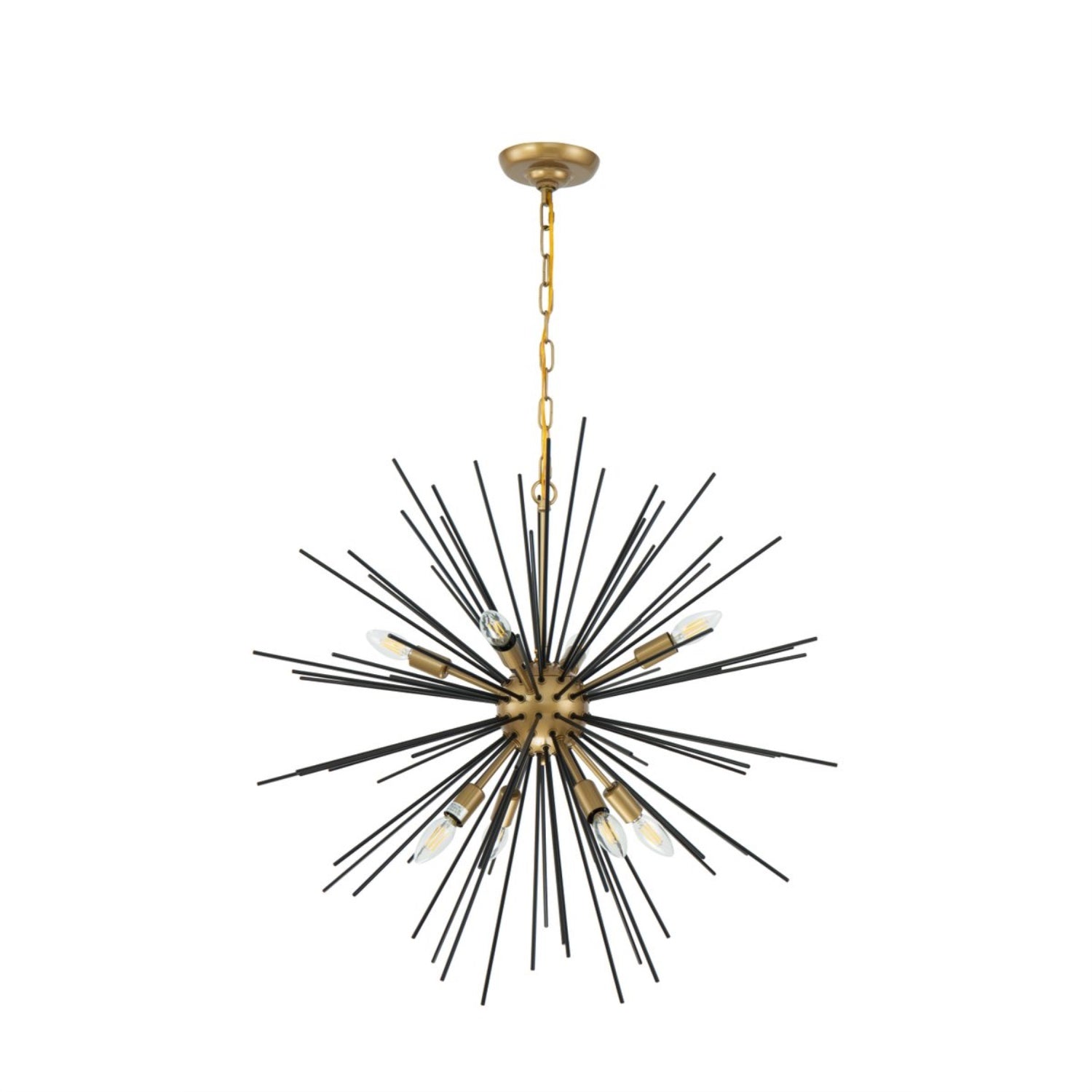 Living District 8-Light Metal Pendant Light, Brass & Black, Modern Ceiling Fixture