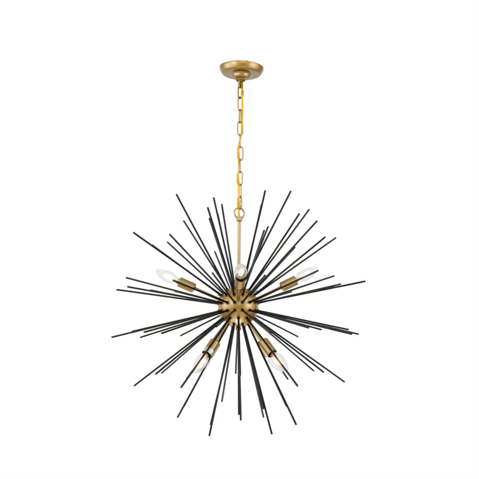 Living District 8-Light Metal Pendant Light, Brass & Black, Modern Ceiling Fixture