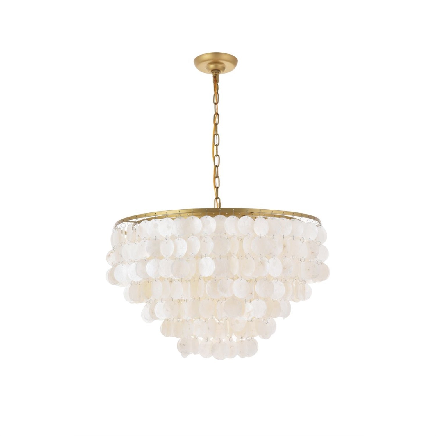 Living District 6-Light Brass & White Mid-Century Metal Pendant Light Fixture
