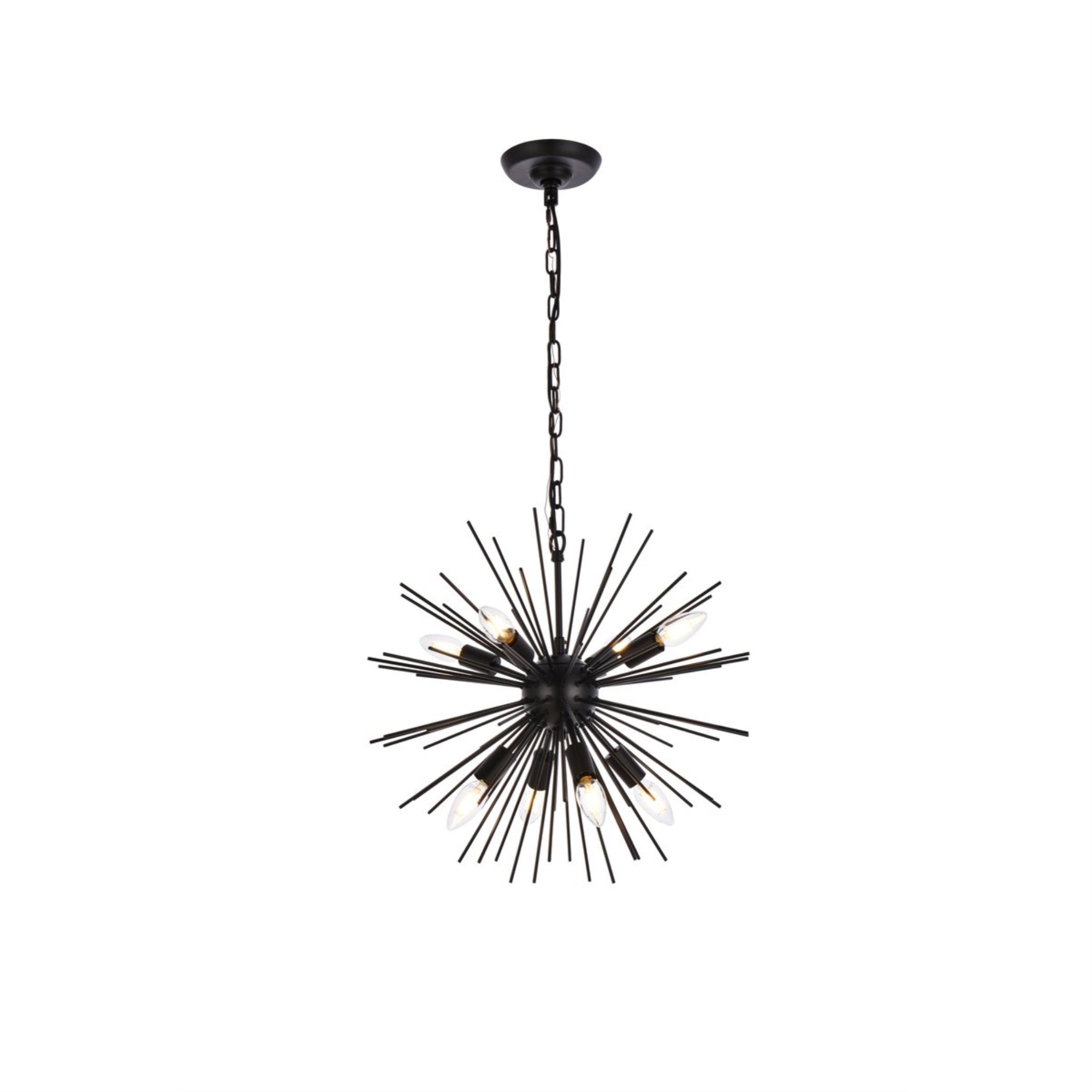 Living District Timber 8-Light Contemporary Metal Pendant In Black