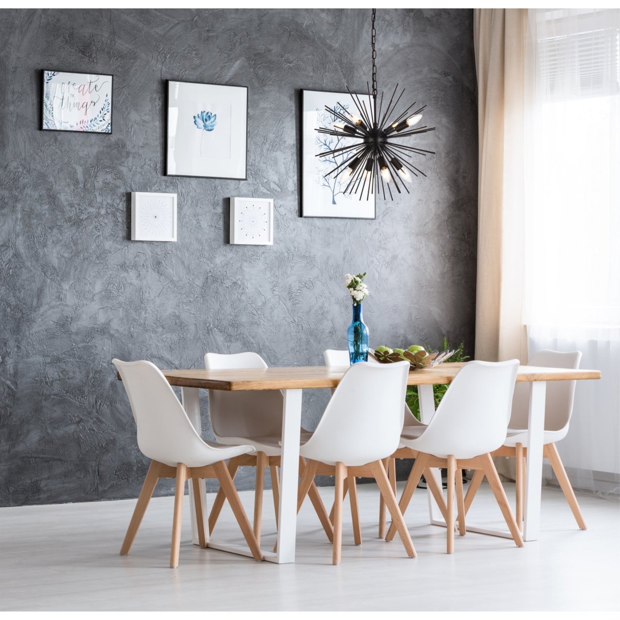 Living District Timber 8-Light Contemporary Metal Pendant In Black