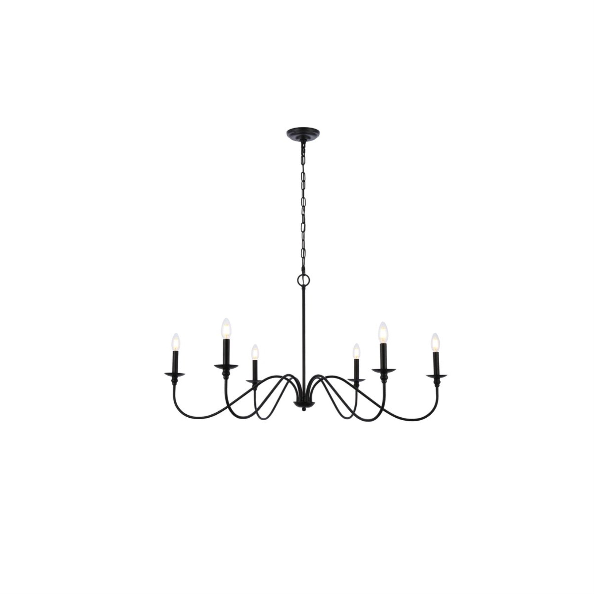 Elegant Furniture & Lighting Rohan 6-Light Chandelier, Iron, Multicolor, Model LD5056D42MB