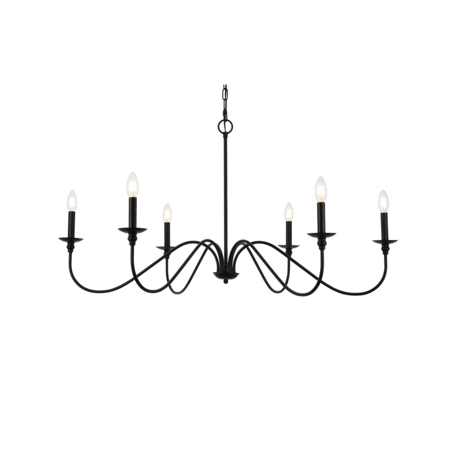 Elegant Furniture & Lighting Rohan 6-Light Chandelier, Iron, Multicolor, Model LD5056D42MB