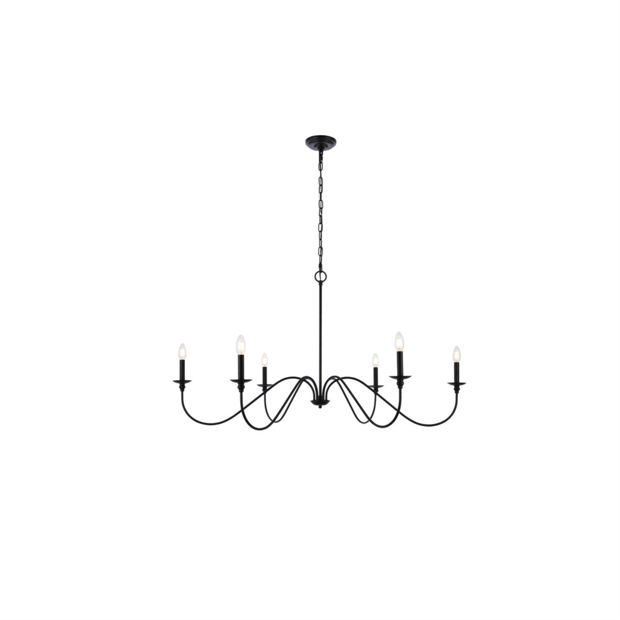 Elegant Furniture & Lighting Rohan Collection 6-Light Chandelier, Iron, Multicolor, Model LD5056D48MB