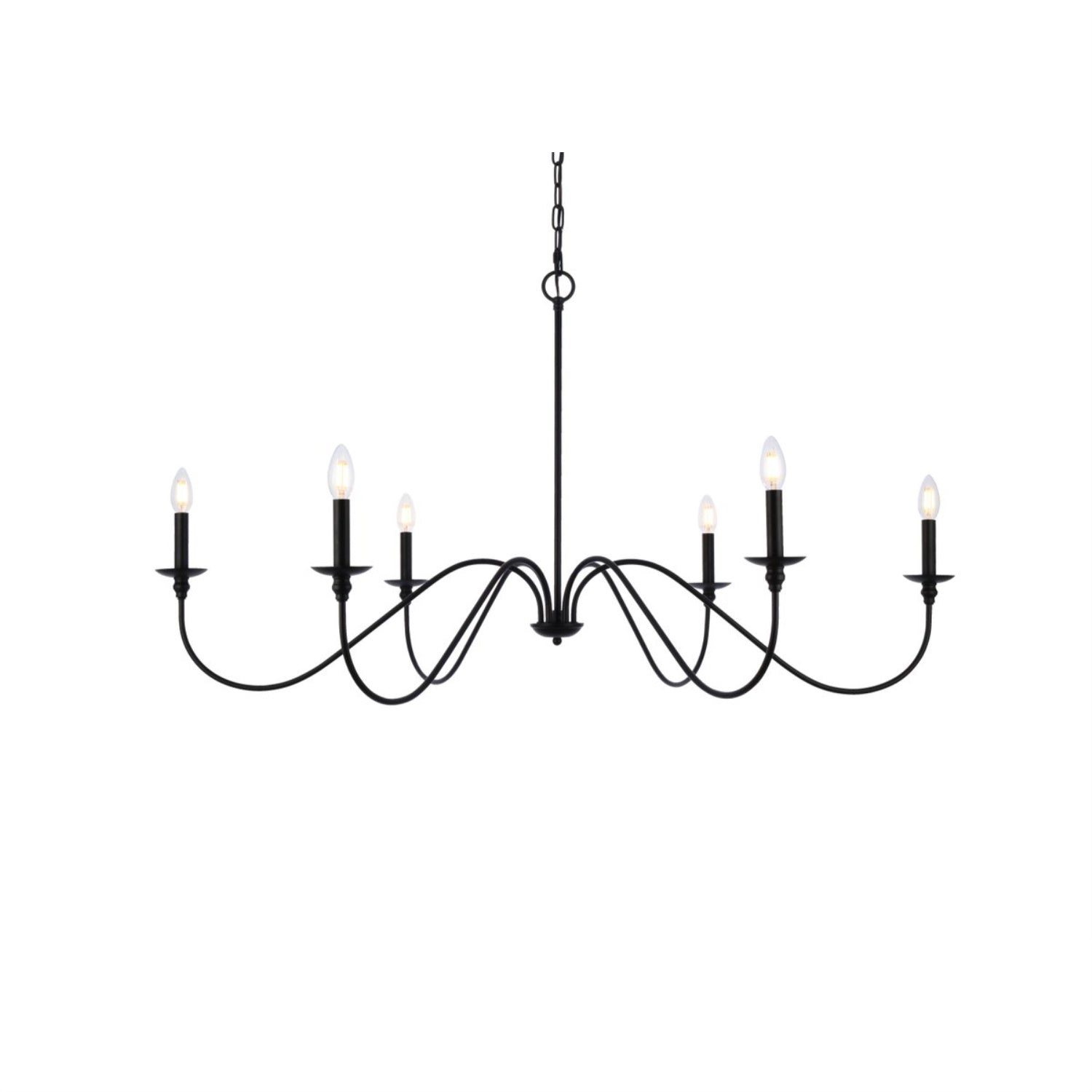 Elegant Furniture & Lighting Rohan 6-Light Chandelier, Iron, Multicolor, Model LD5056D48MB