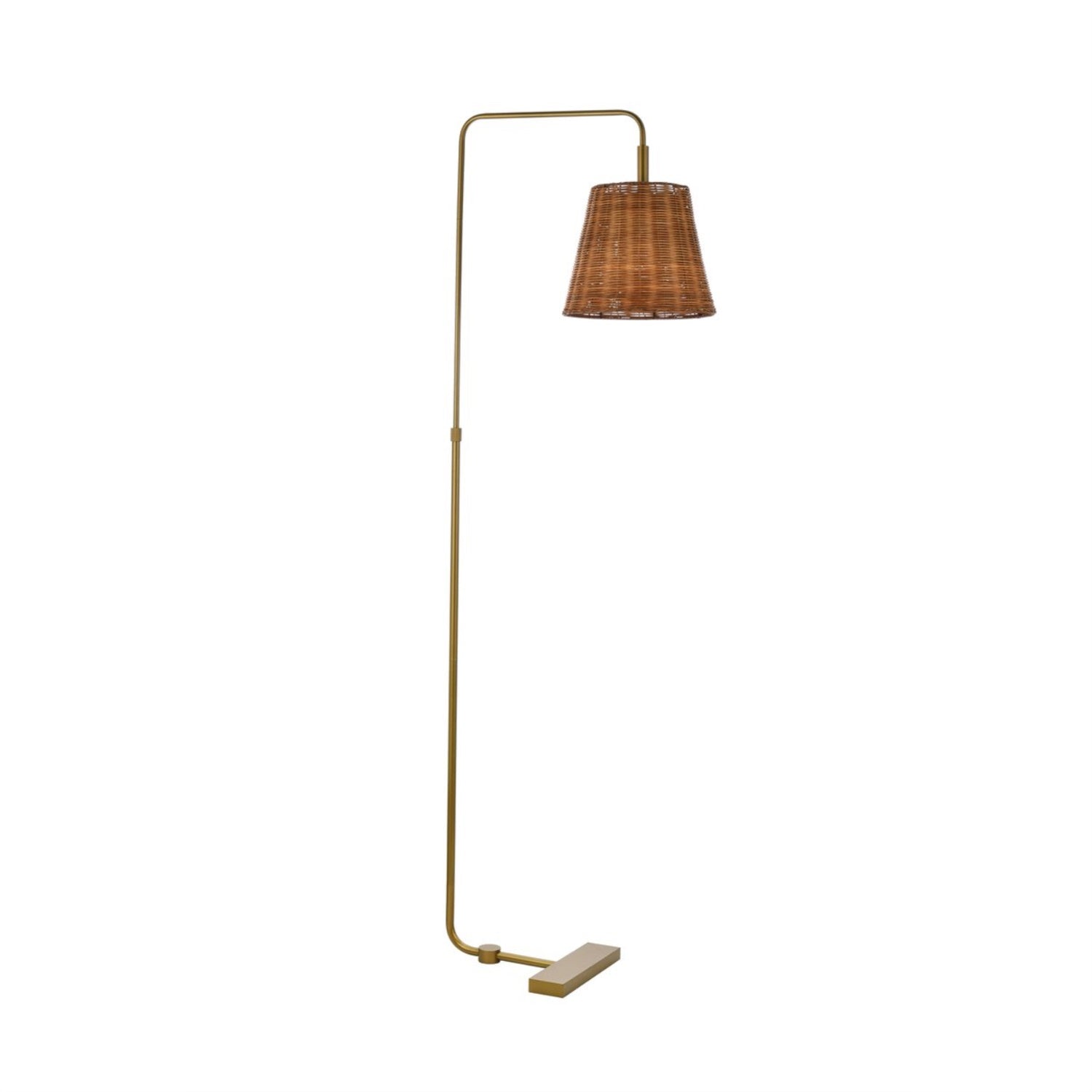 Flos rattan bell shade floor lamp in brass