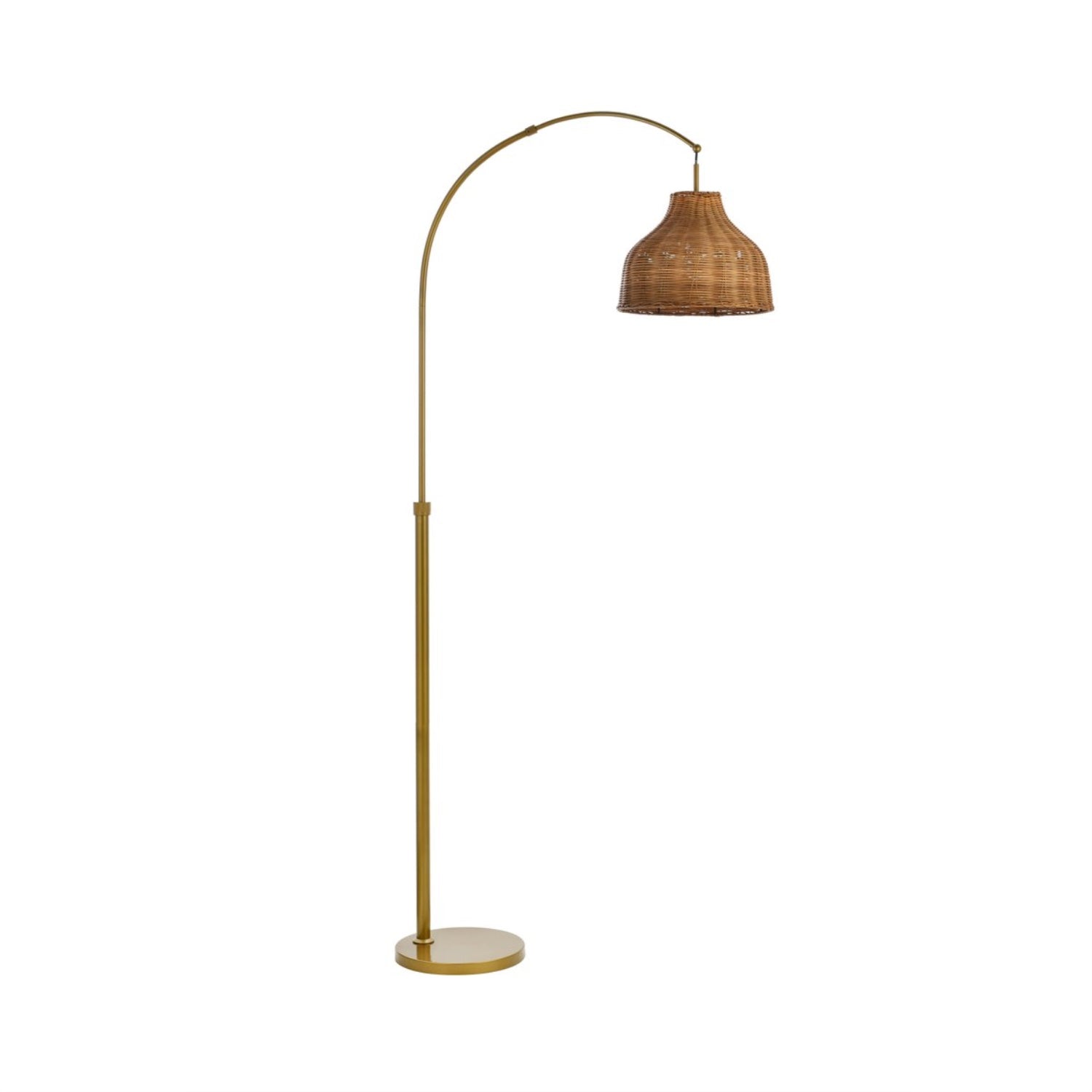 Flos rattan dome shade floor lamp in brass
