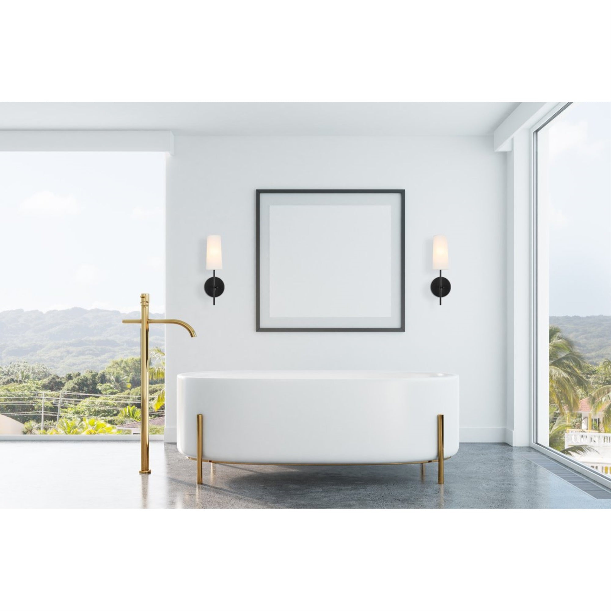 Mel 1 light Brass and White shade wall sconce