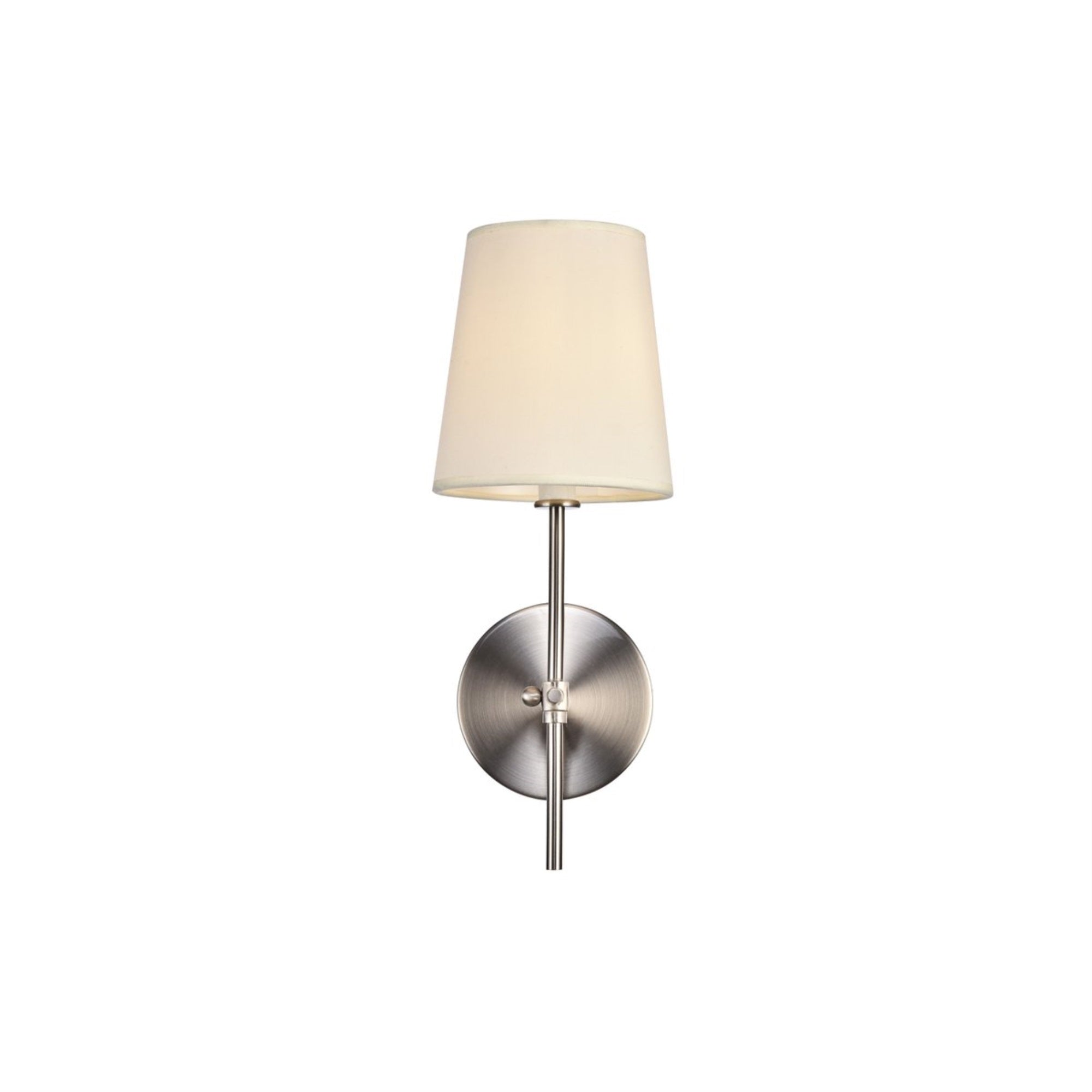 Elegant Lighting LD6004W6 Mel Wall Sconce, 15in Tall, Fabric Shade, Burnished Nickel, Metal